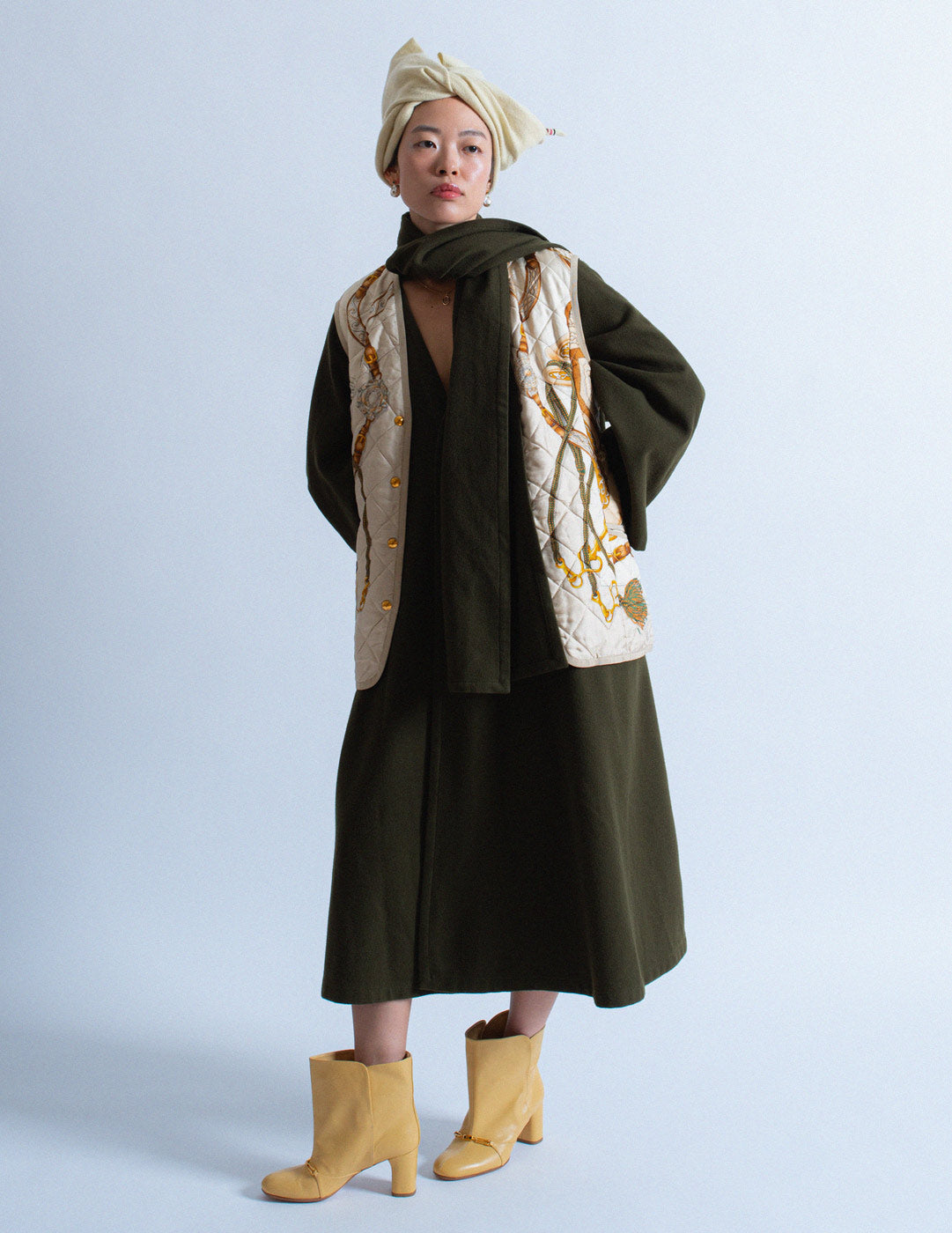 Hermès vintage silk quilted waist coat