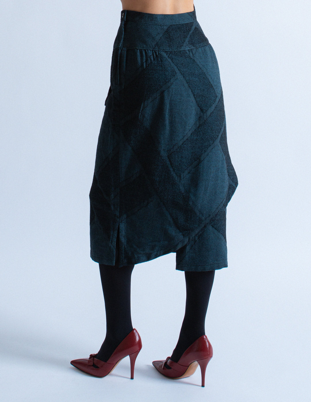 Issey Miyake vintage textured wool skirt set skirt back view