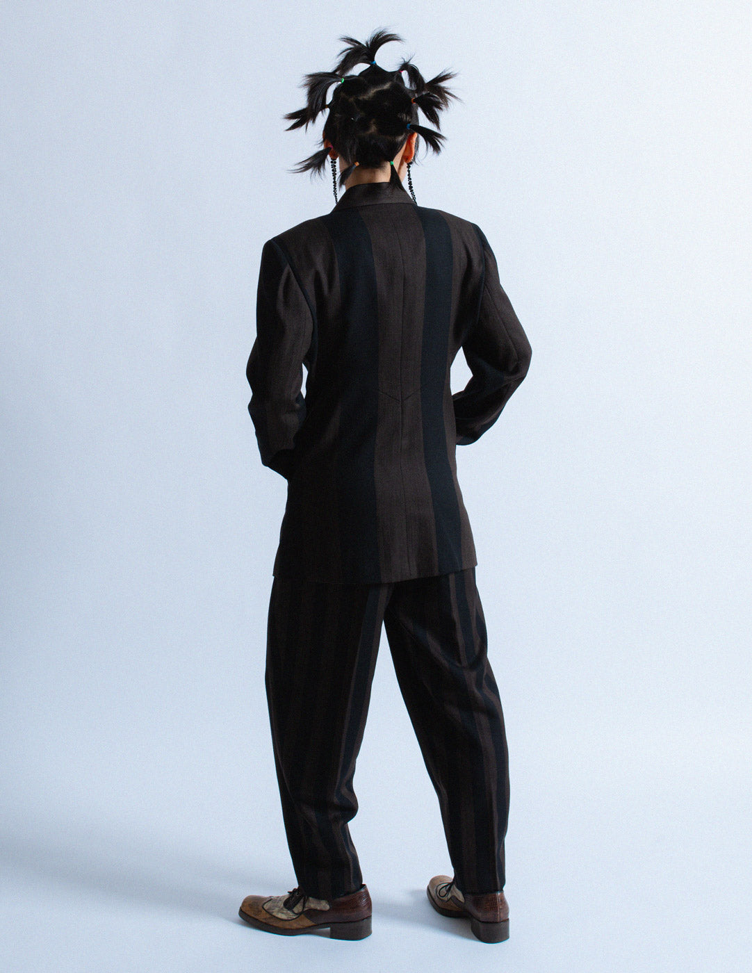 Issey MIyake vintage striped wool suit set back view