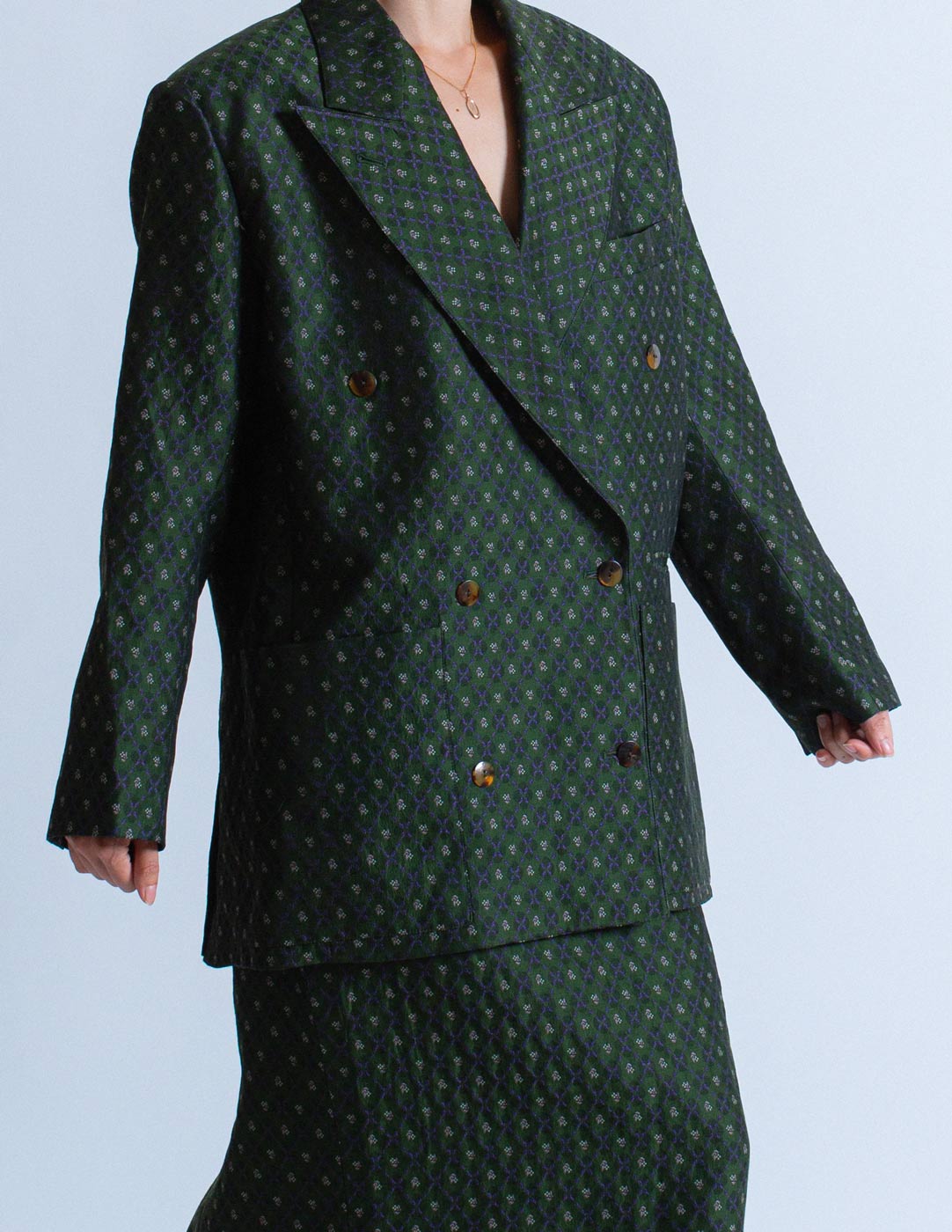 Jean Paul Gaultier vintage floral-motif skirt suit blazer detail