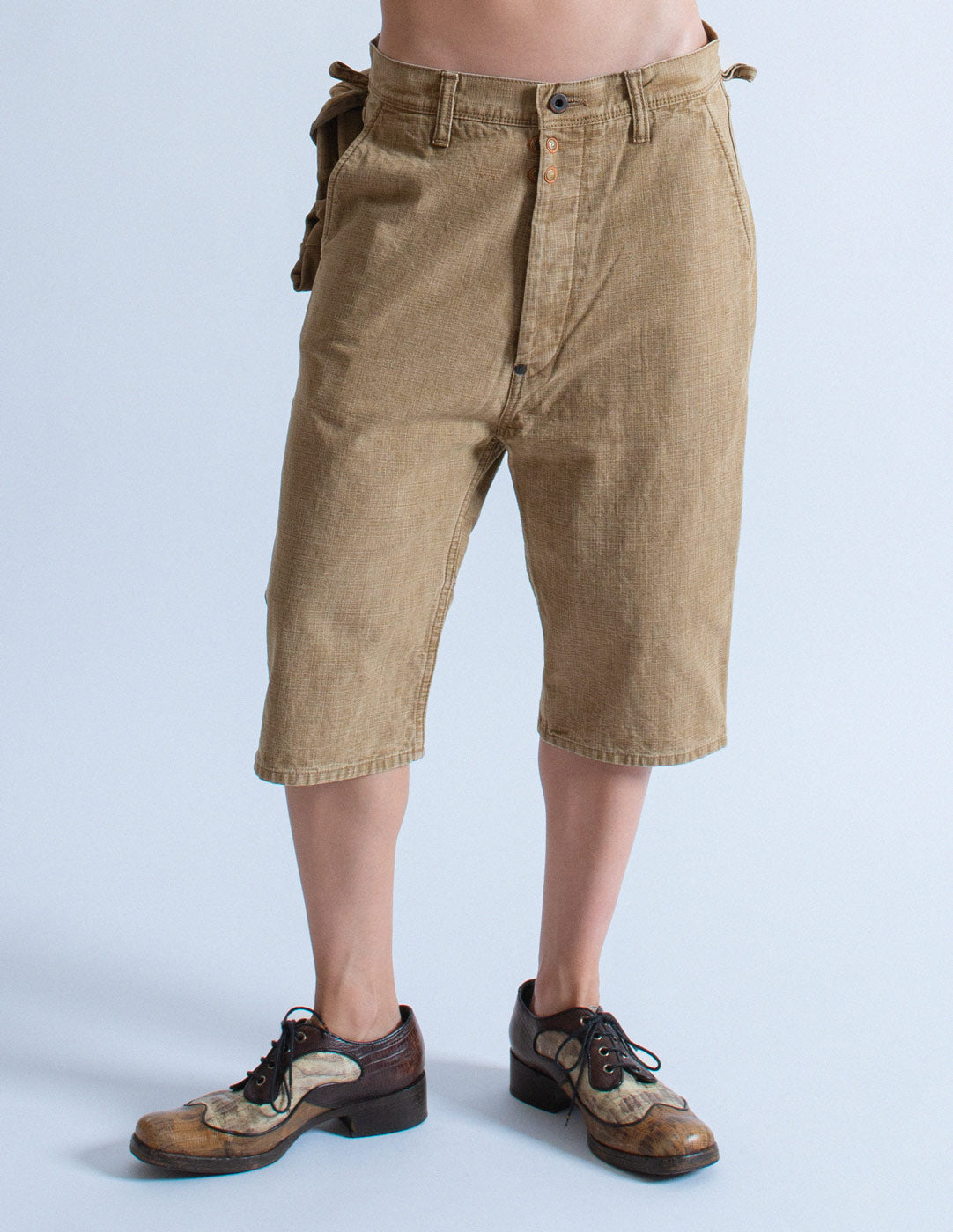 Kapital cargo shorts with hip bag front detail