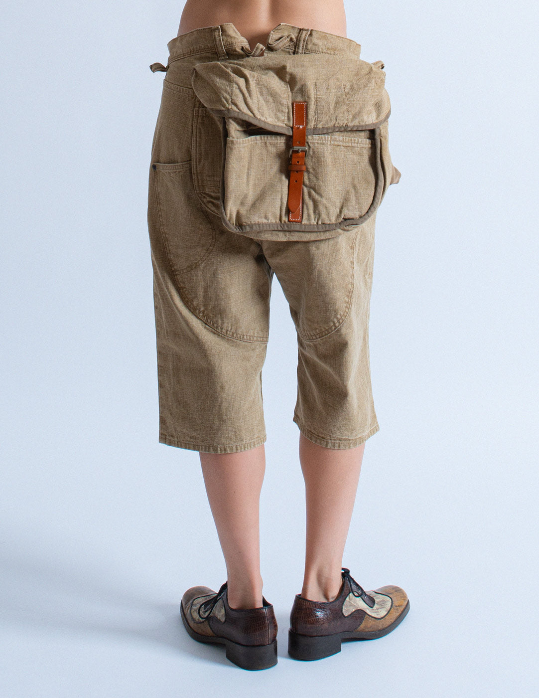 Kapital cargo shorts with hip bag back detail