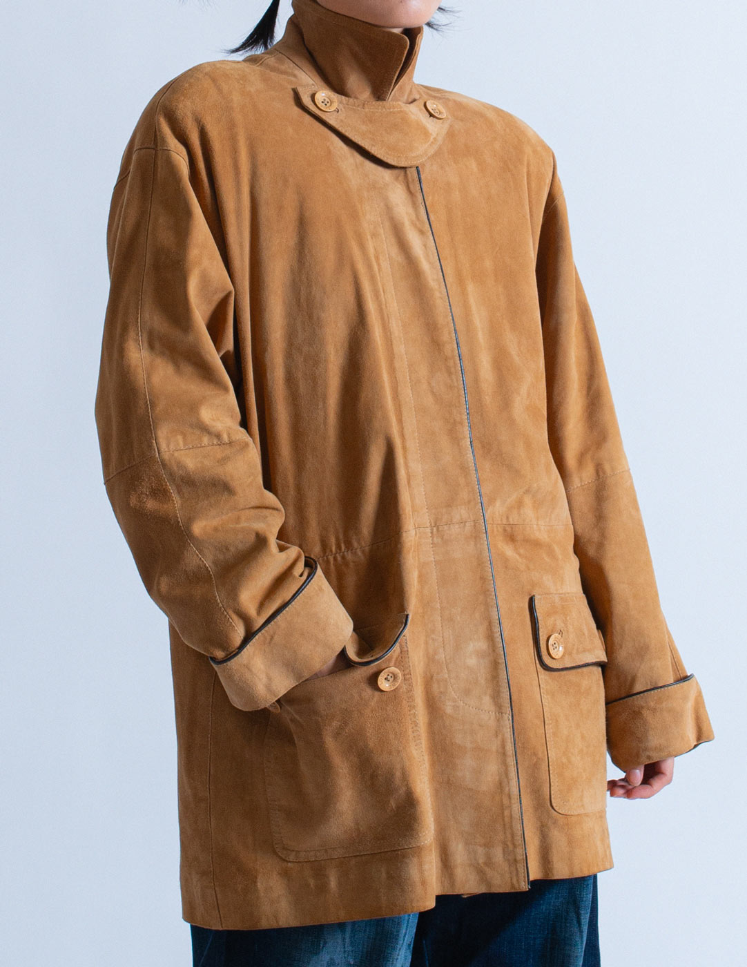 Loewe vintage camel suede jacket detail