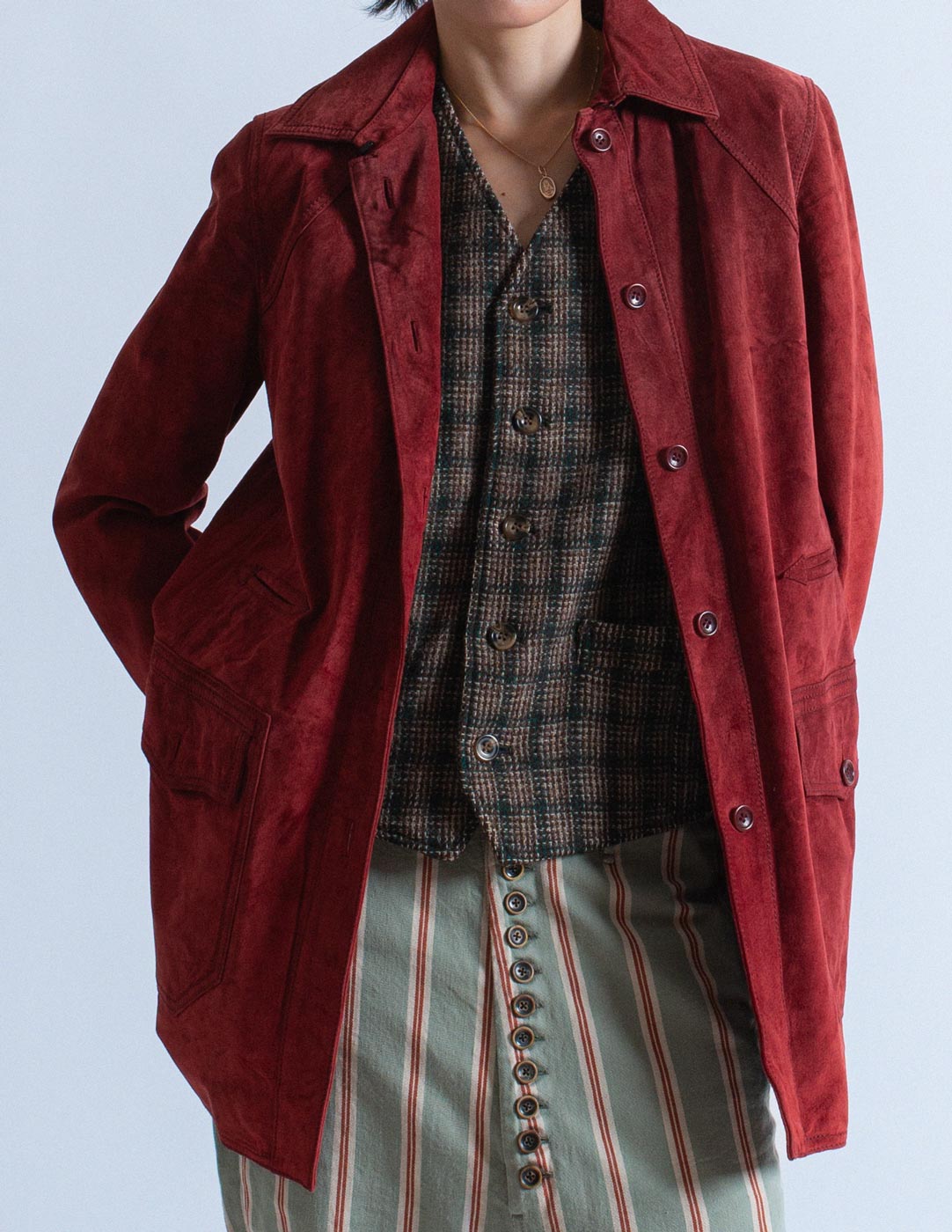 Loewe vintage brick red suede leather jacket
