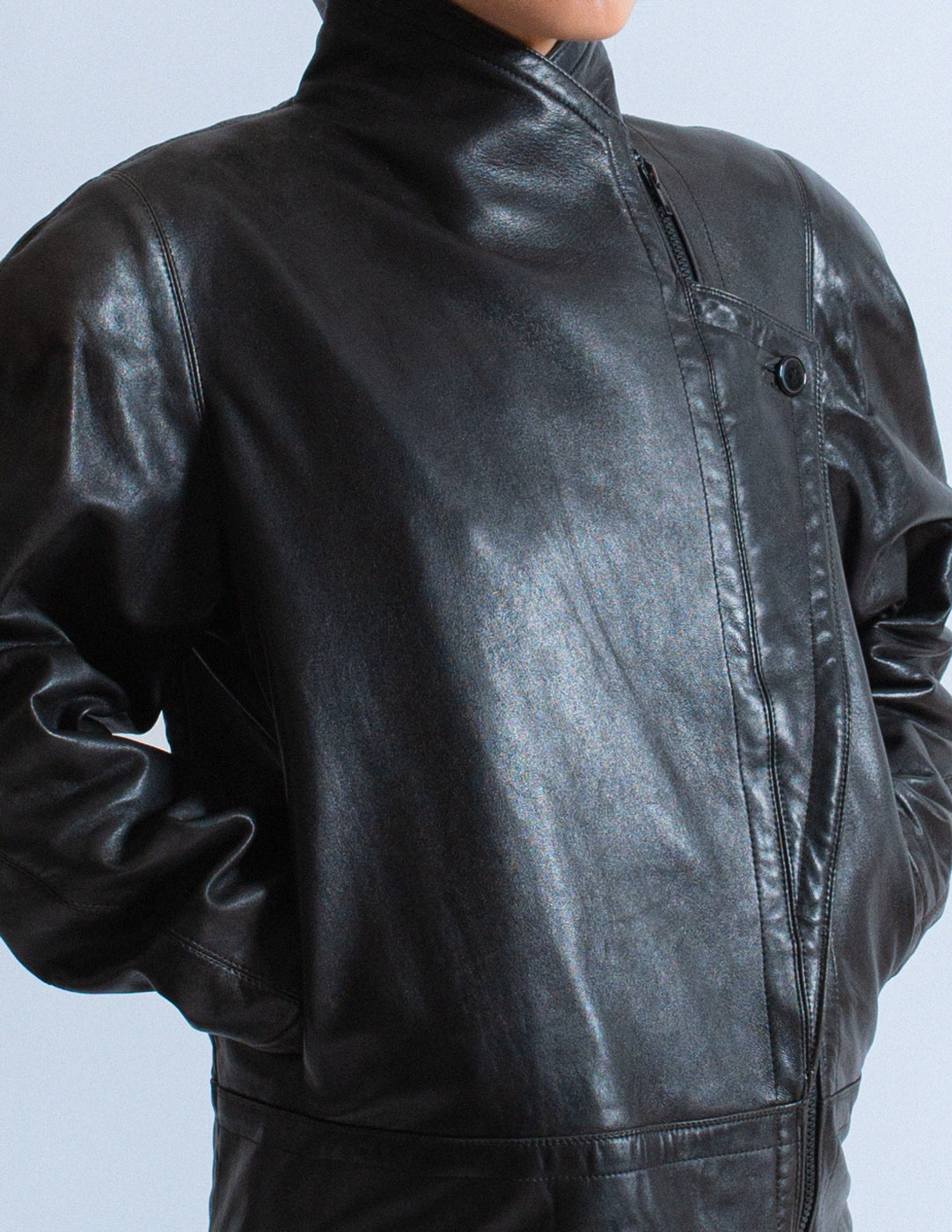 Gianni Versace vintage leather moto jacket detail