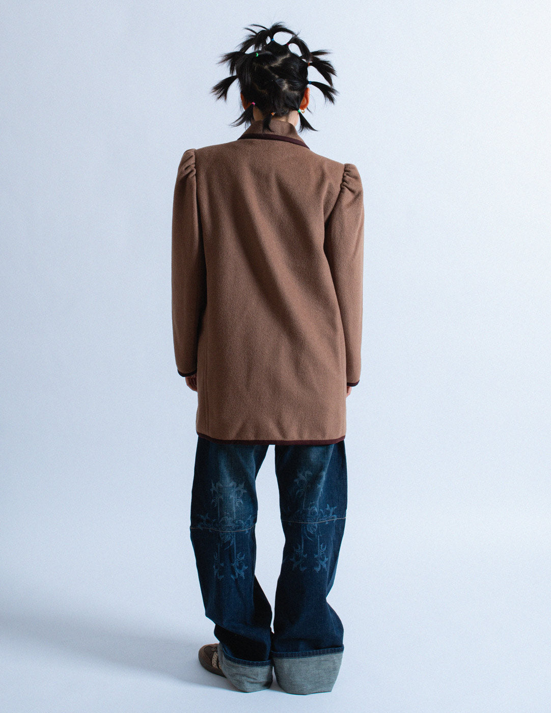 Yves Saint Laurent vintage smocked wool coat back view