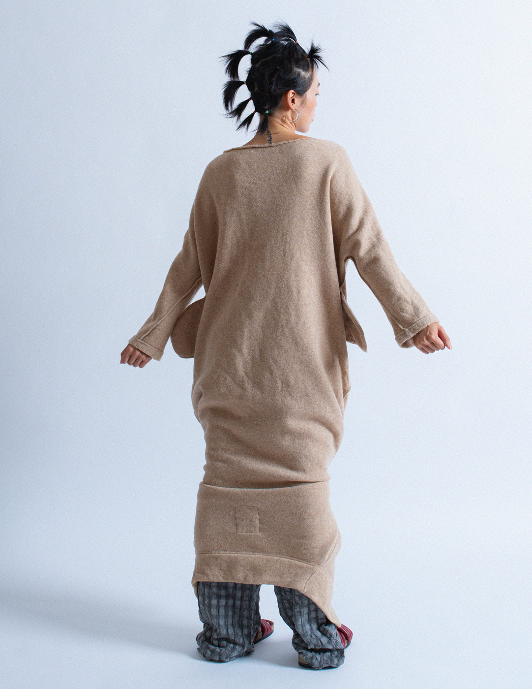 Y's convertible maxi wool robe back view