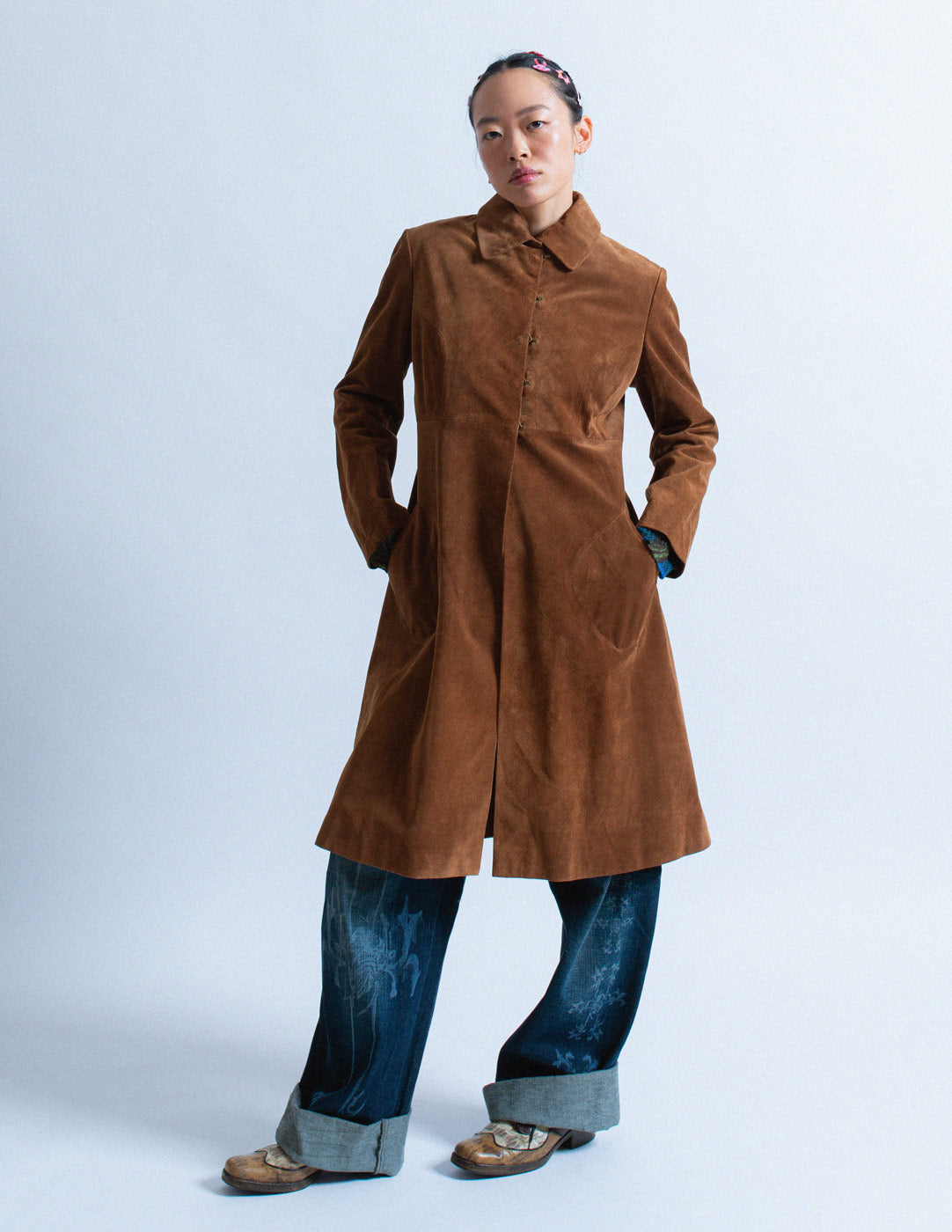 Alaïa brown suede coat