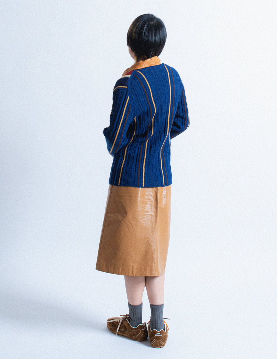Miu Miu vintage caramel zipped leather skirt back view