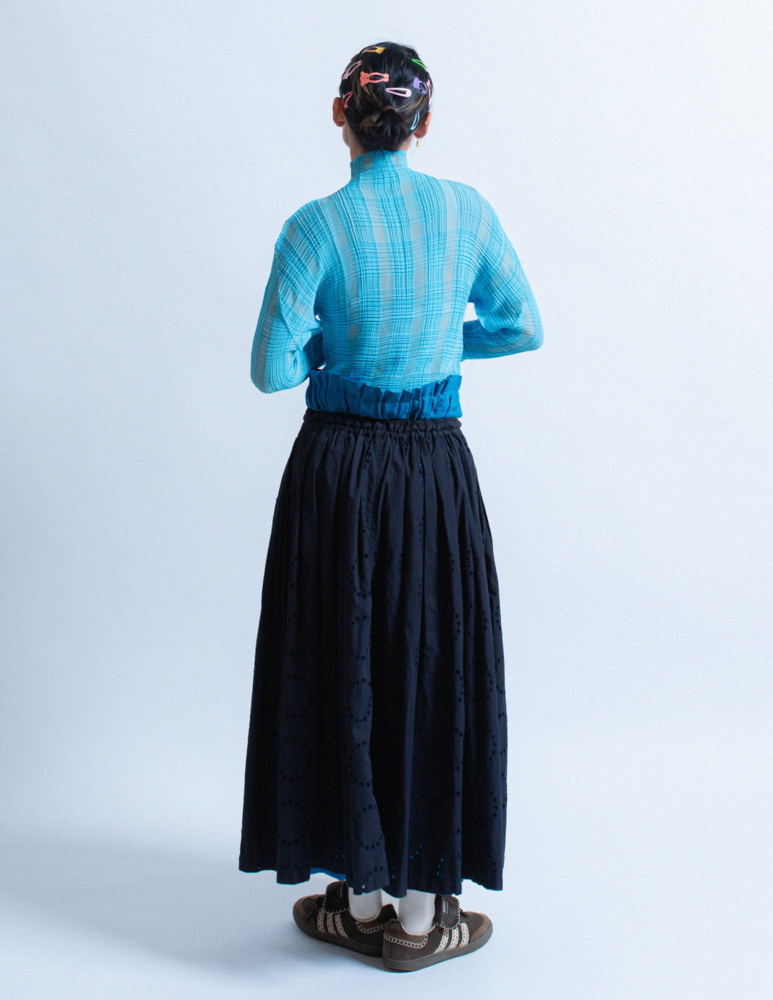 HAI Sporting Gear vintage navy eyelet skirt back view