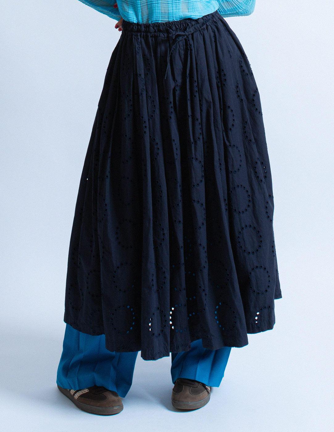 HAI Sporting Gear vintage navy eyelet skirt front detail