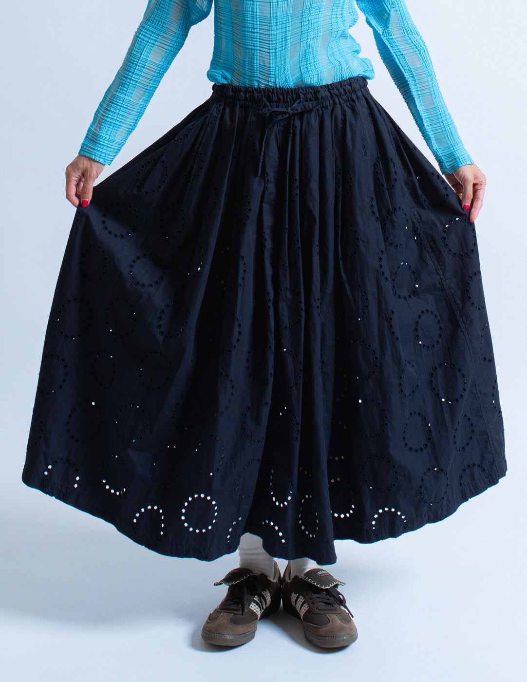 HAI Sporting Gear vintage navy eyelet skirt detail