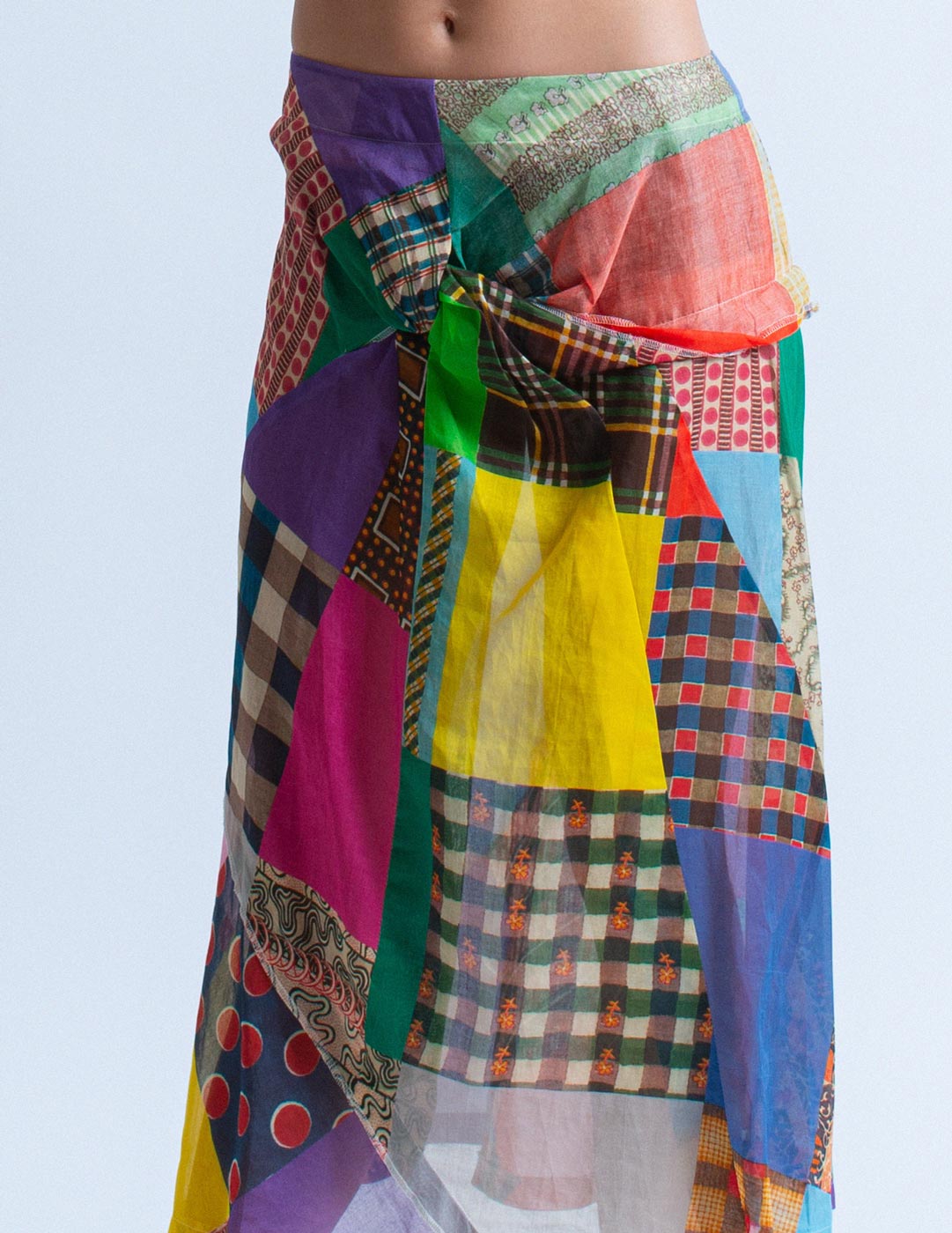 Comme des Garçons tricot patchwork cotton skirt detail