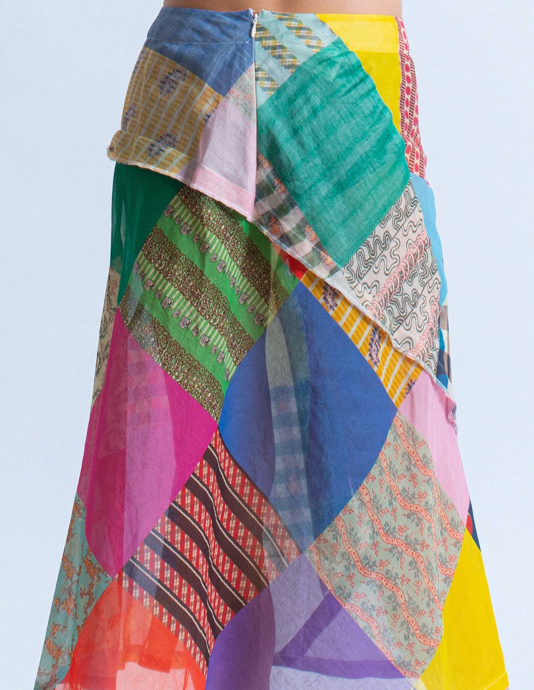 Comme des Garçons tricot patchwork cotton skirt back detail