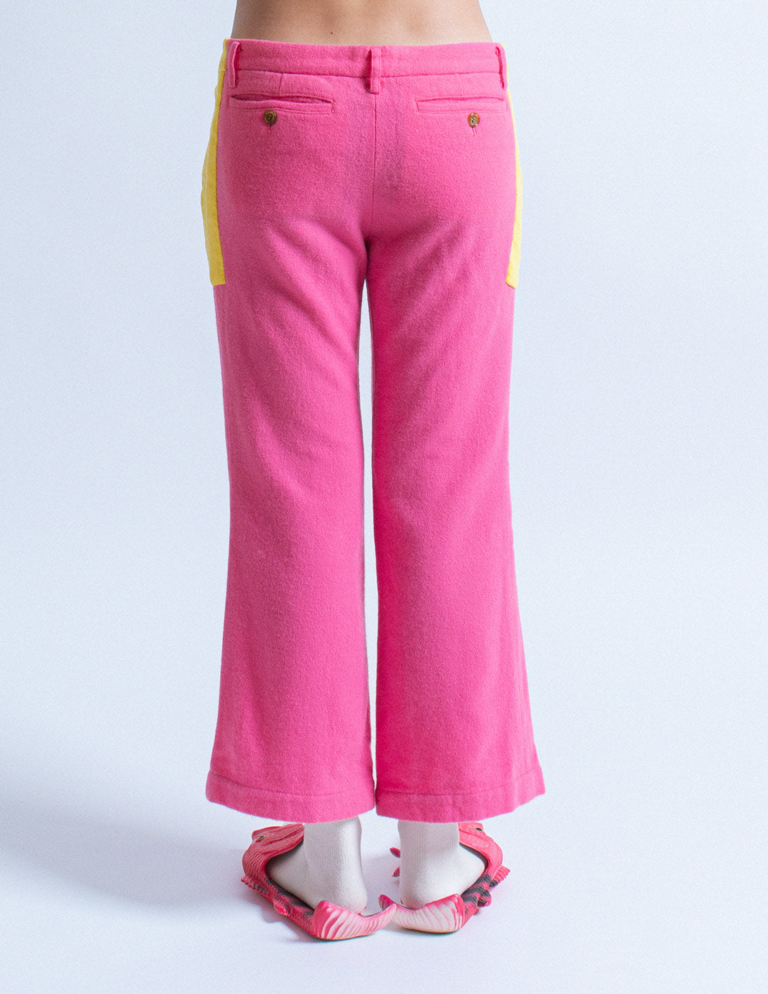 Comme des Garçons vintage pink wool cropped pants back detail