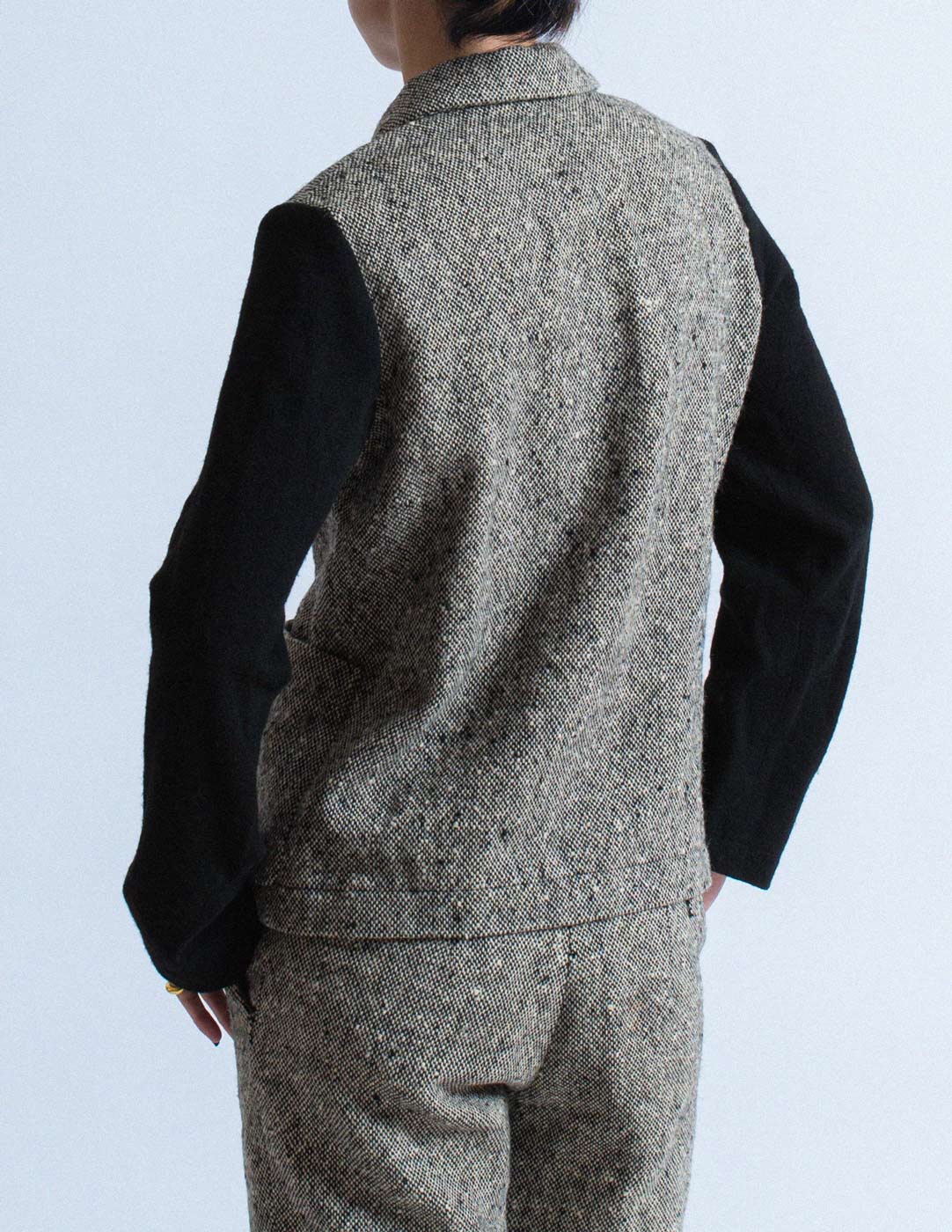 Comme des Garçons vintage black and gray tweed shorts set back detail