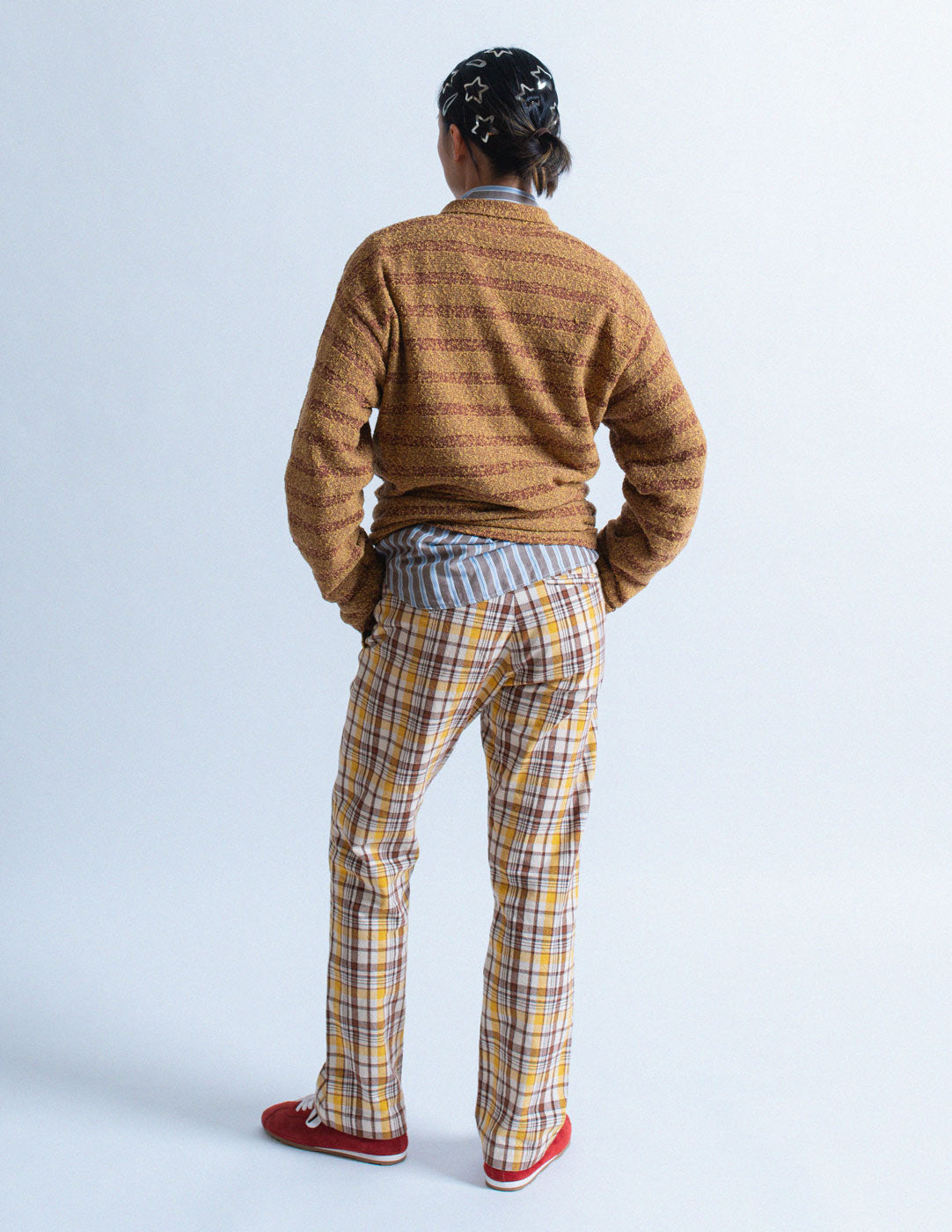 Comme des Garçons vintage yellow plaid cotton trousers back view