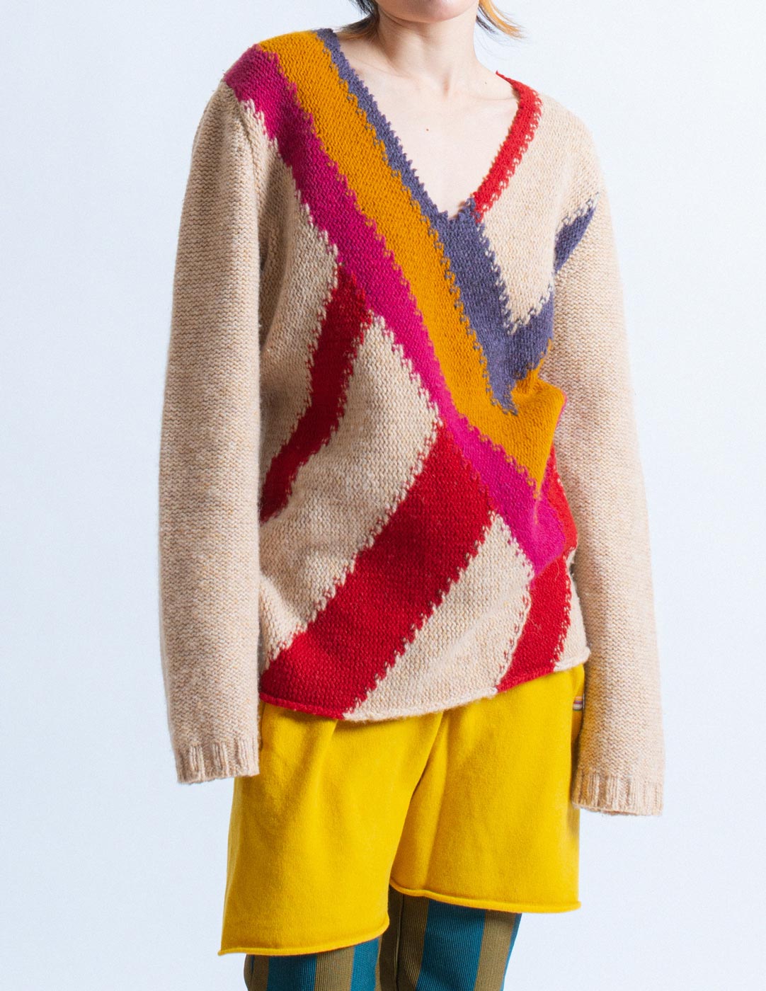 Dries Van Noten v-neck wool sweater front detail