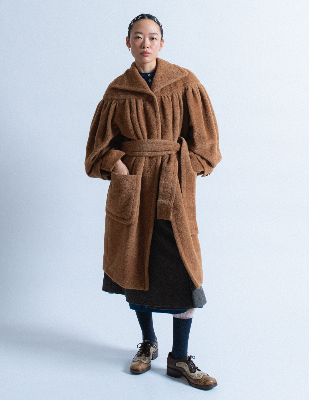 Gianfranco Ferré vintage camel alpaca wool coat with belt