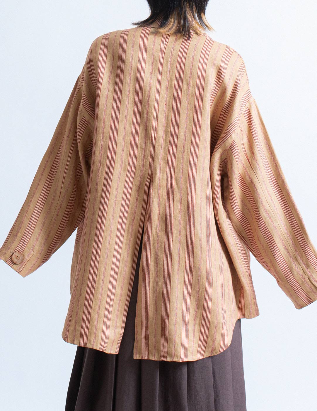 Romeo Gigli vintage striped linen relaxed blazer back detail