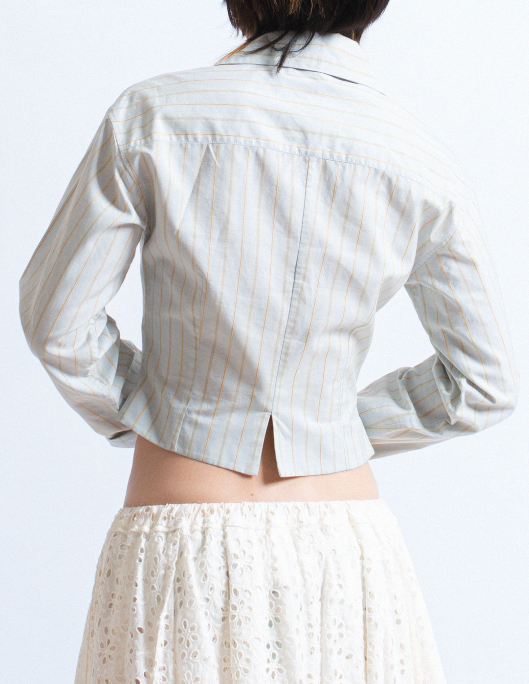 Romeo Gigli vintage stripe cropped shirt with Chinese knots back detail
