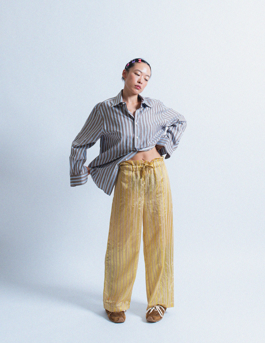 Romeo Gigli vintage chartreuse striped trousers