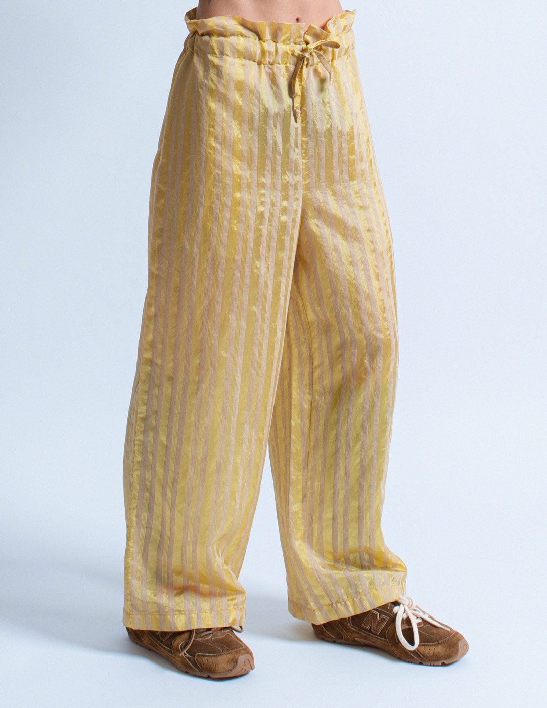 Romeo Gigli vintage chartreuse striped trousers side detail