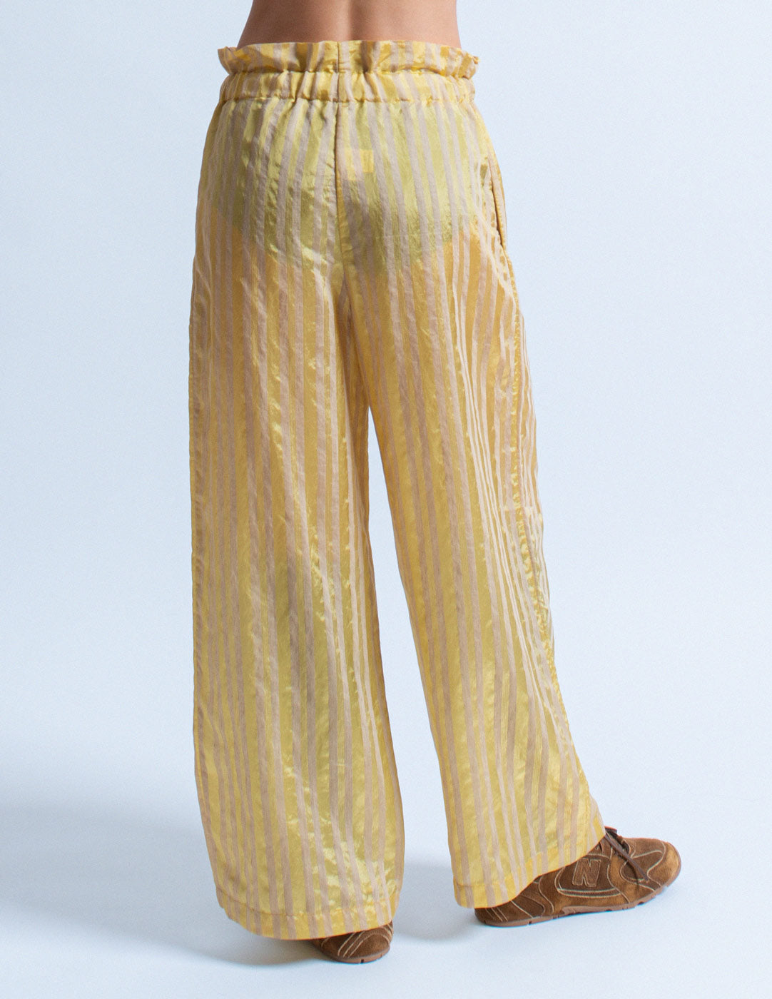 Romeo Gigli vintage chartreuse striped trousers back detail