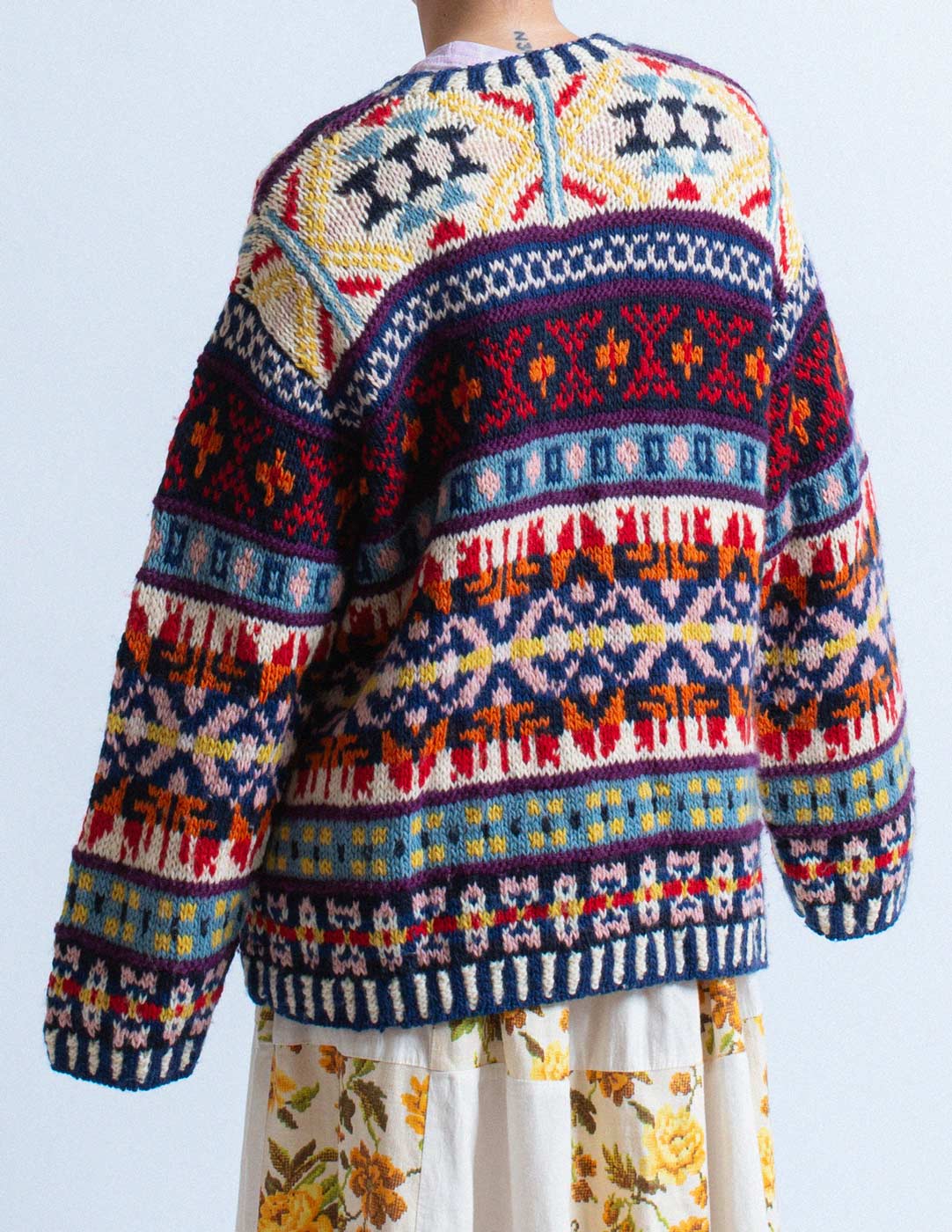 HAI Sporting Gear vintage fun patterned chunky sweater back detail