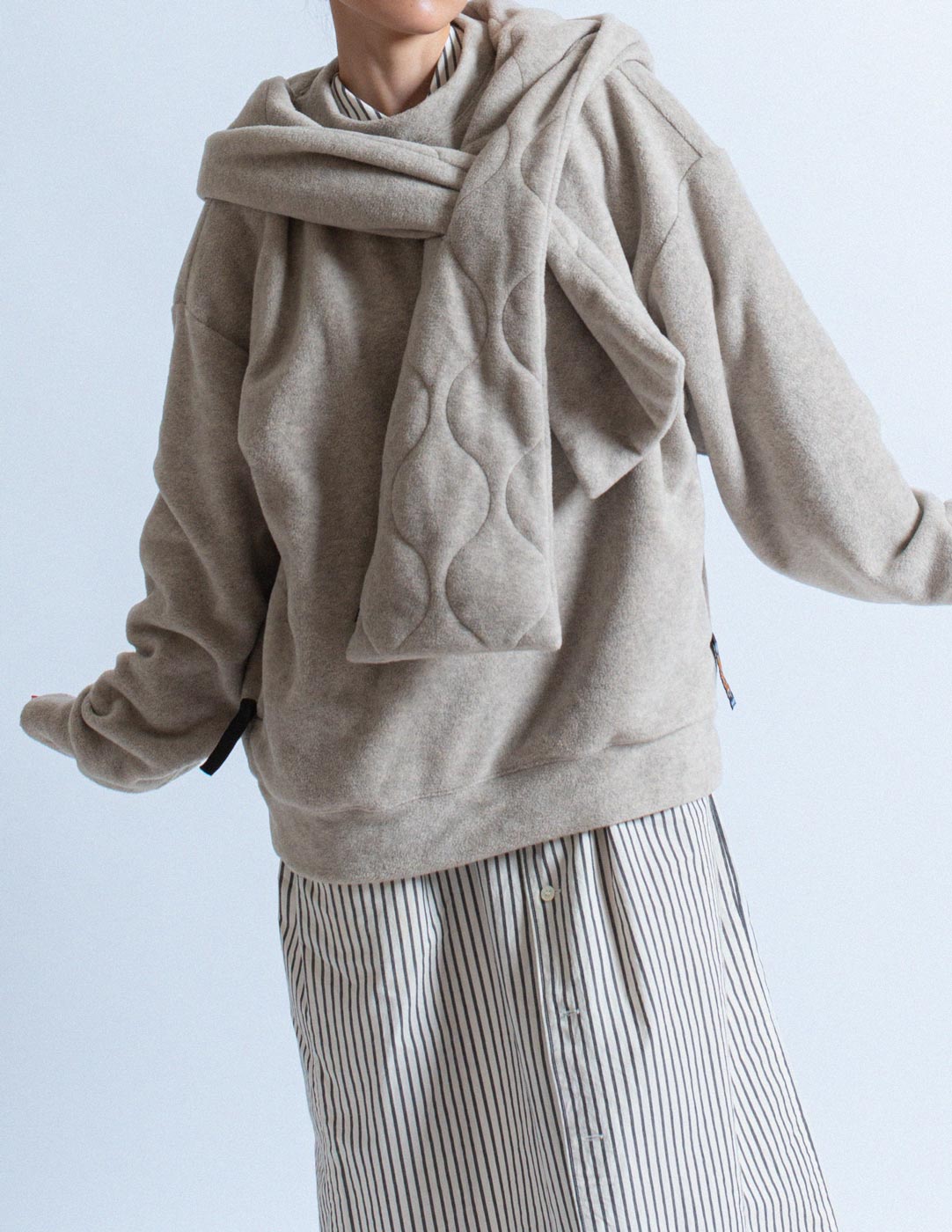 Kapital fleece sweatshirt with hood and scarf detail