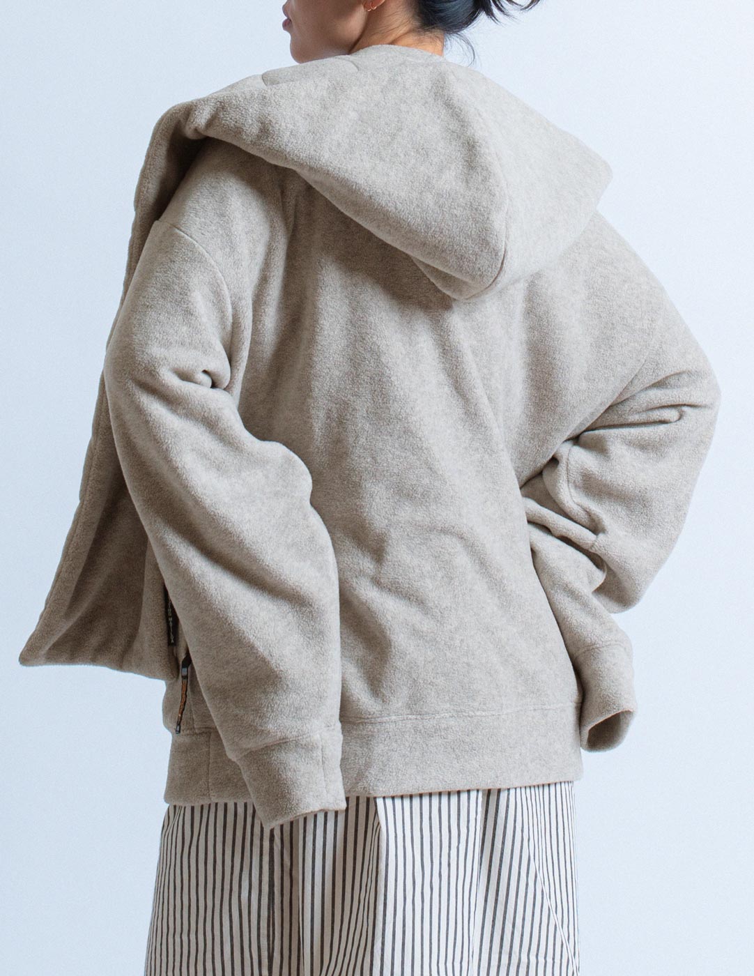 Kapital fleece sweatshirt with hood and scarf back detail