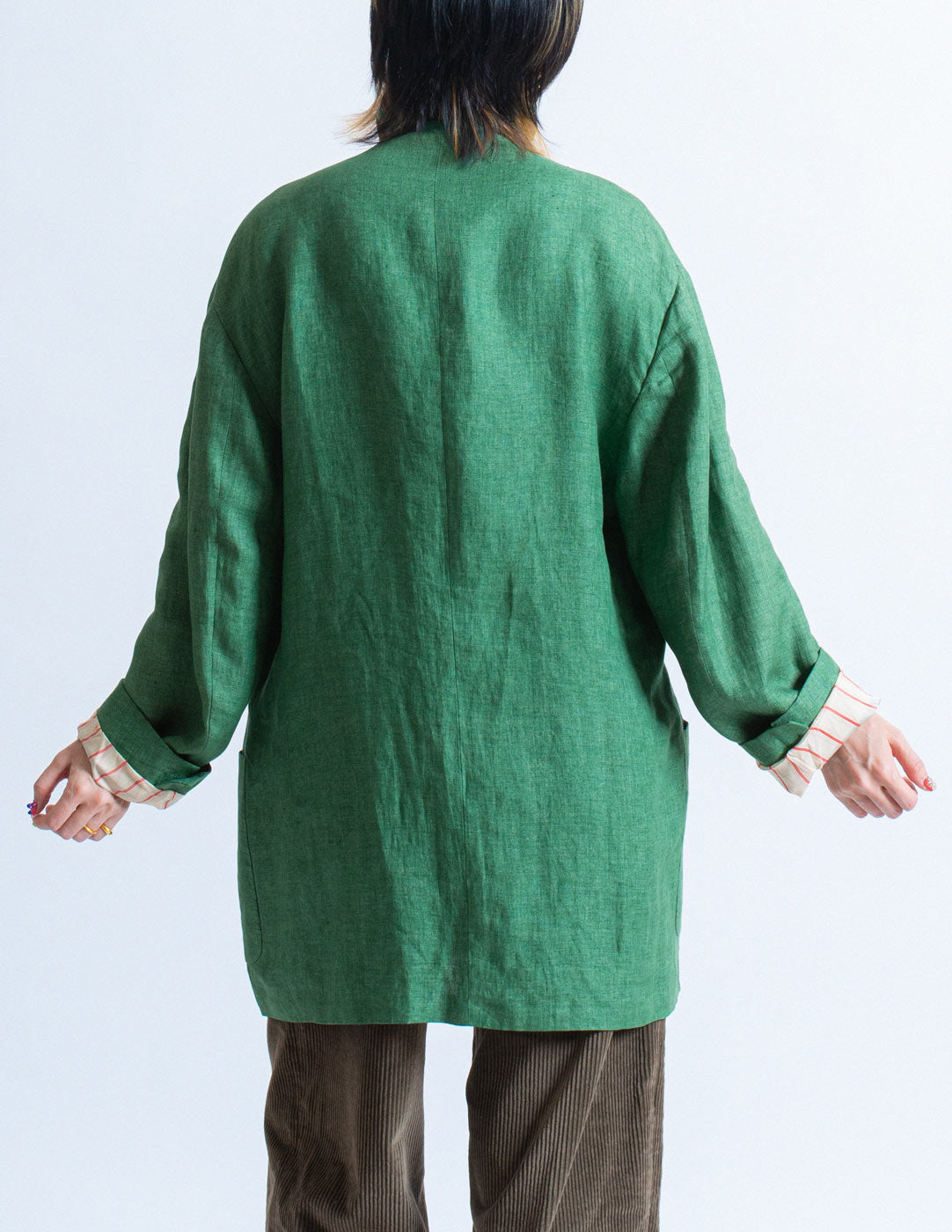 Hermès vintage forest green linen blazer back detail