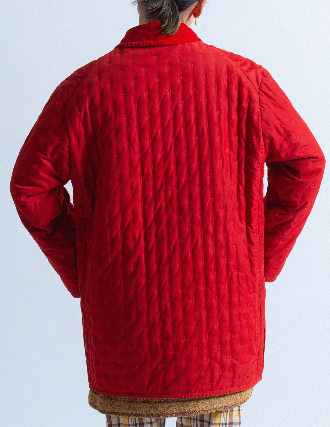 Hermès vintage red quilted coat back detail