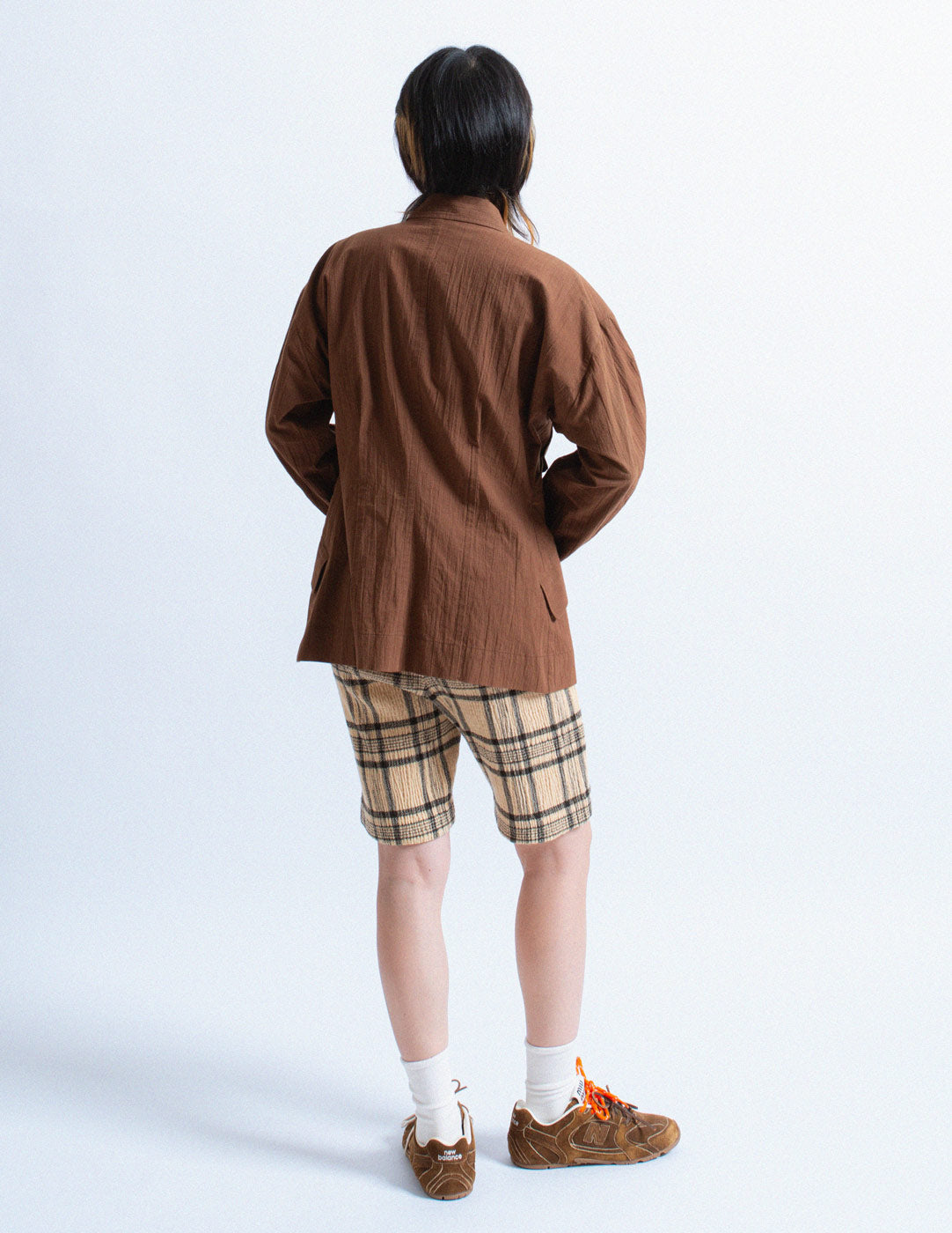 Issey Miyake brown cotton pocket blazer back view