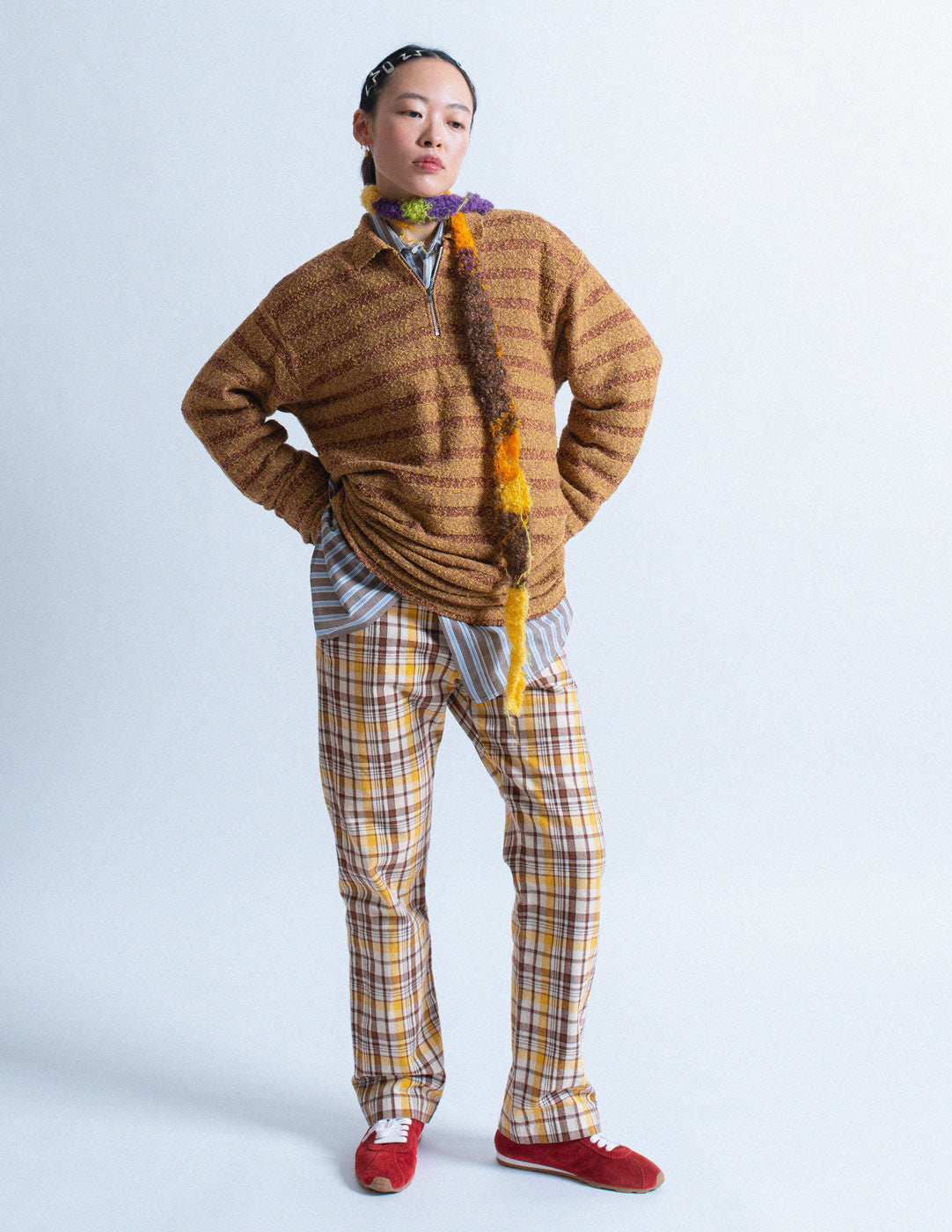 Comme des Garçons vintage yellow plaid cotton trousers