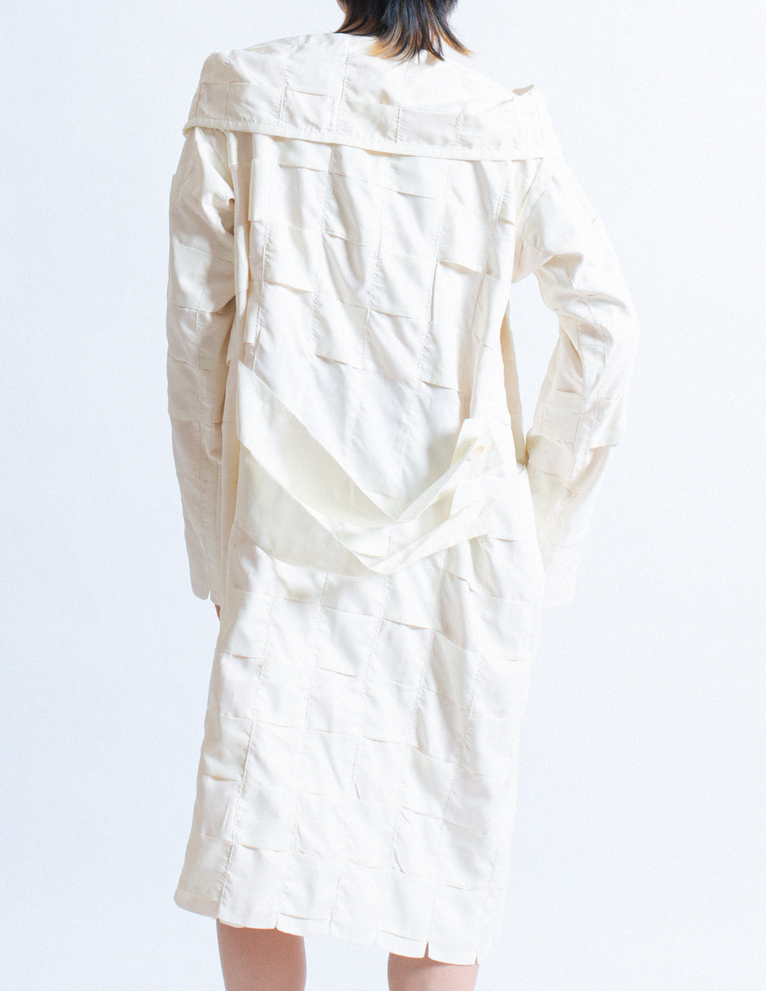 Issey Miyake cream woven spring jacket back detail