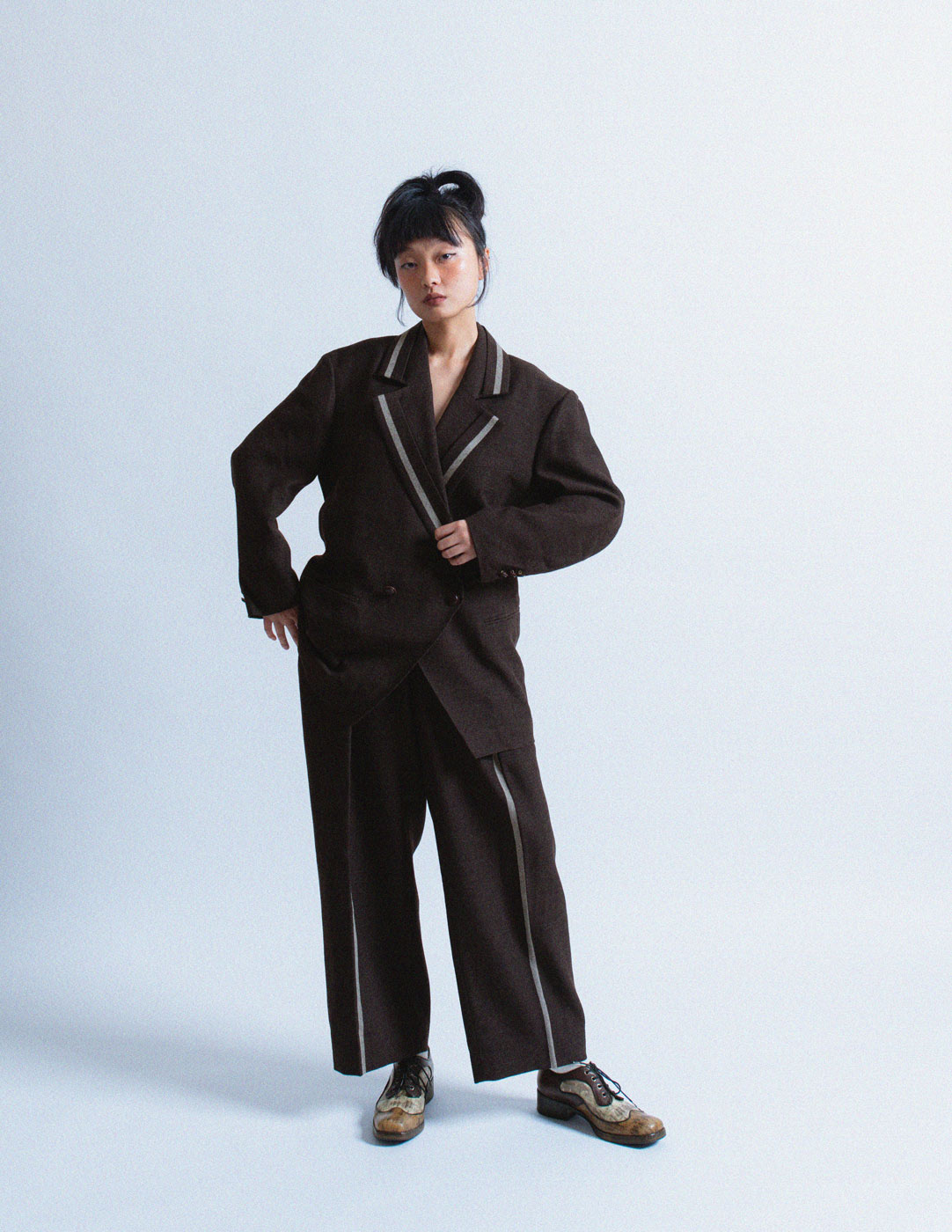 vintage dark cacao wool suit