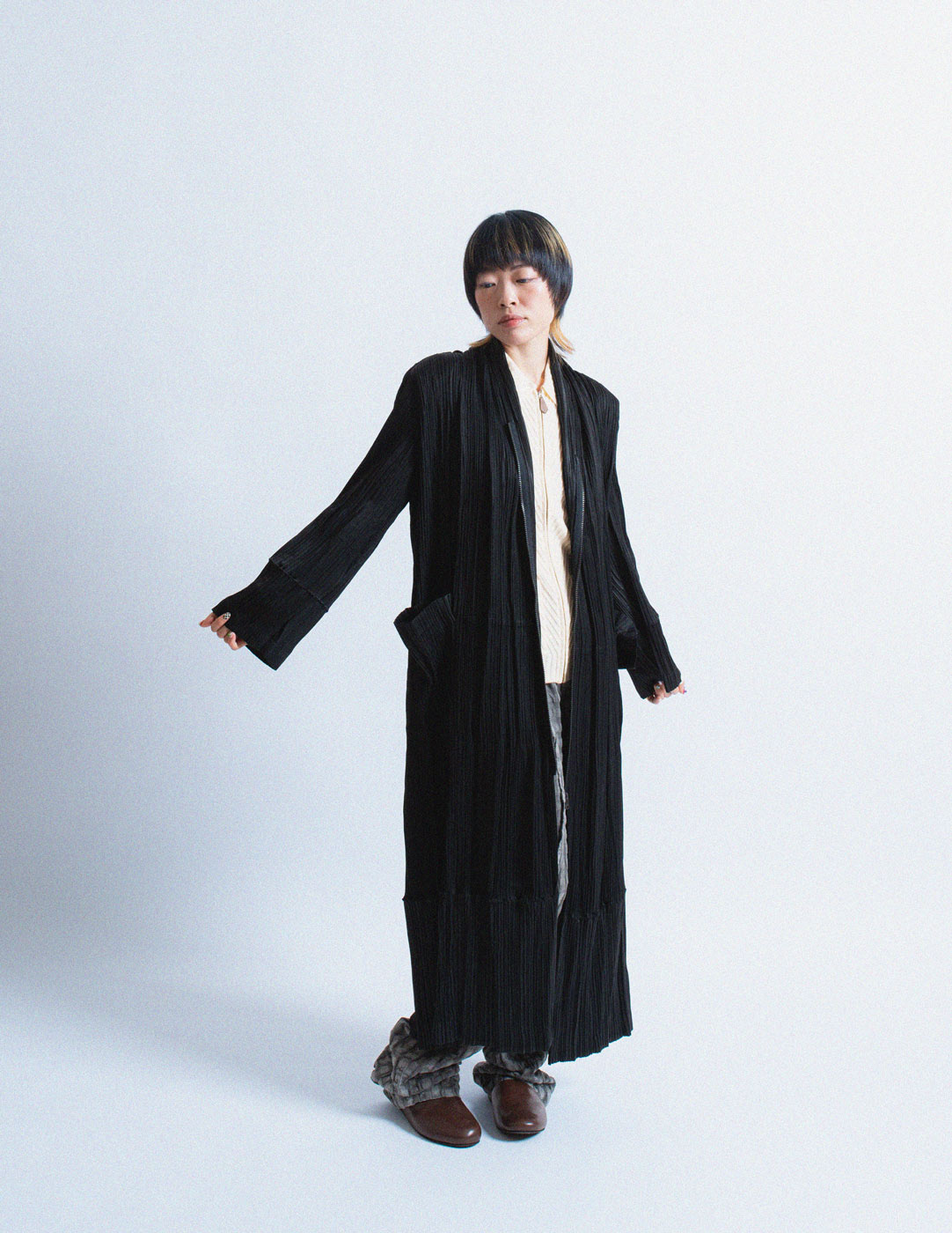 Issey Miyake vintage black oversized pleated coat