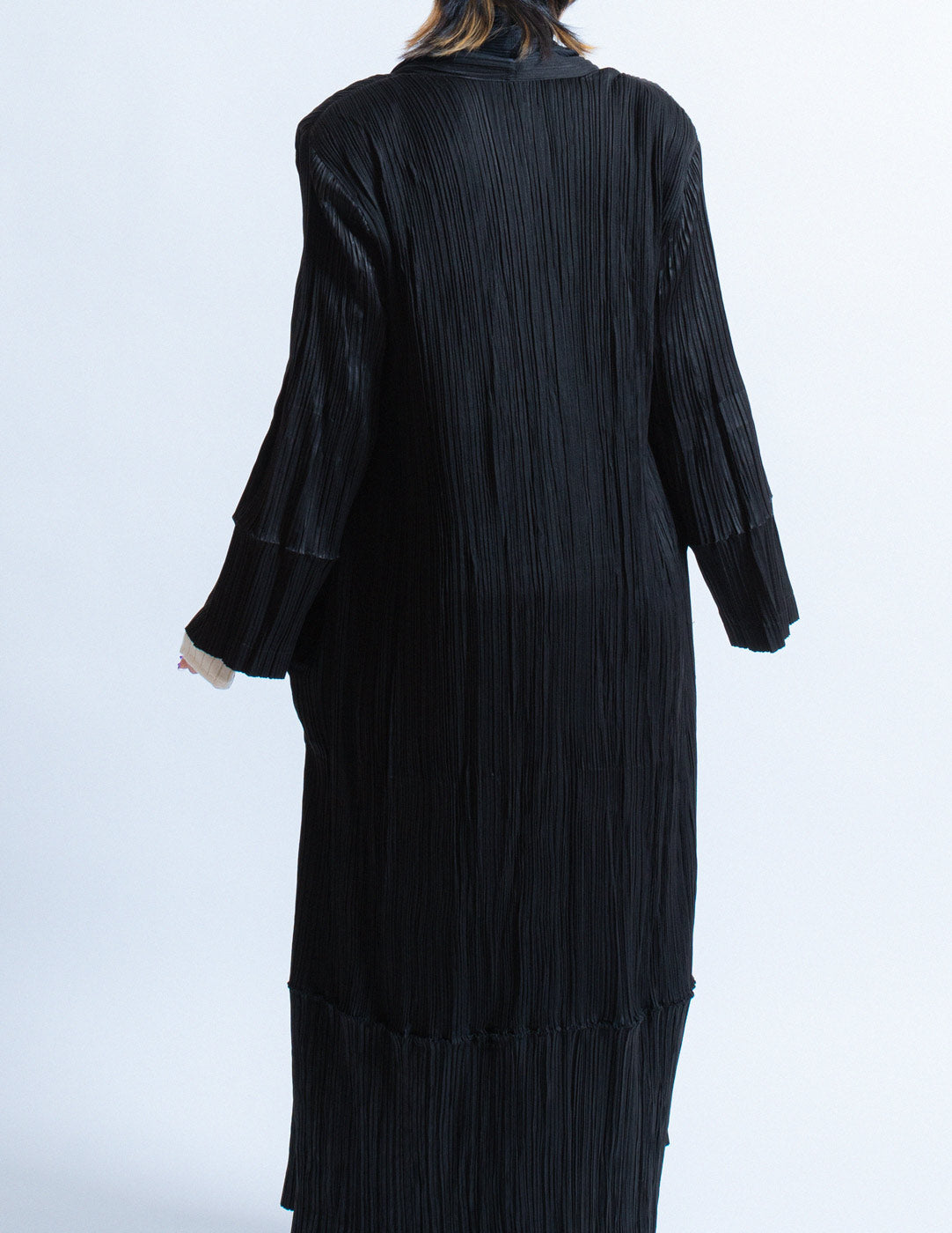 Issey Miyake vintage black oversized pleated coat back detail