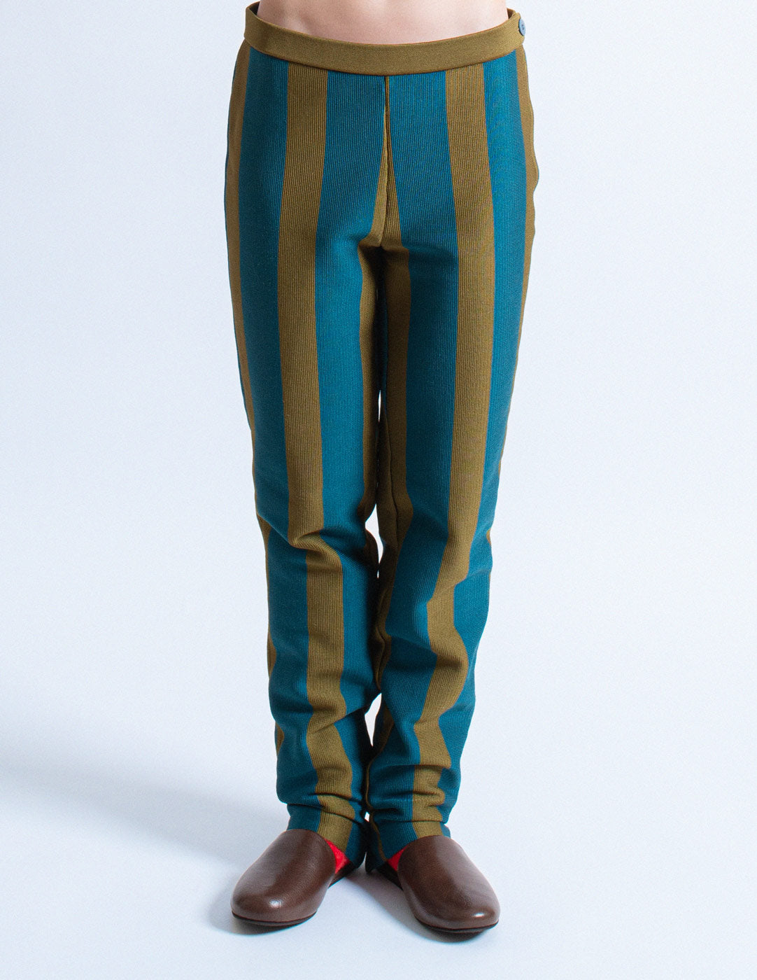 Issey Miyake vintage striped knit trousers front detail