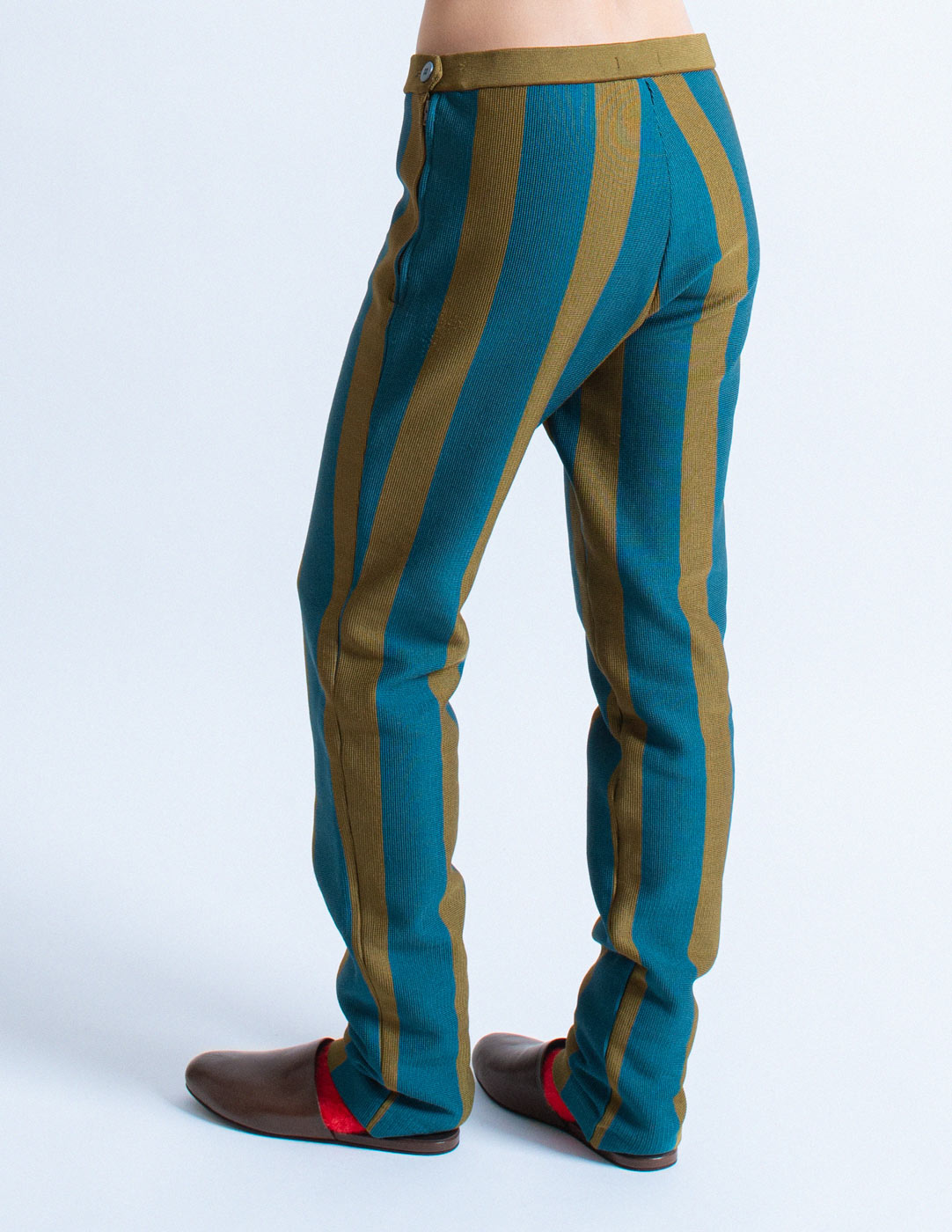 Issey Miyake vintage striped knit trousers back detail