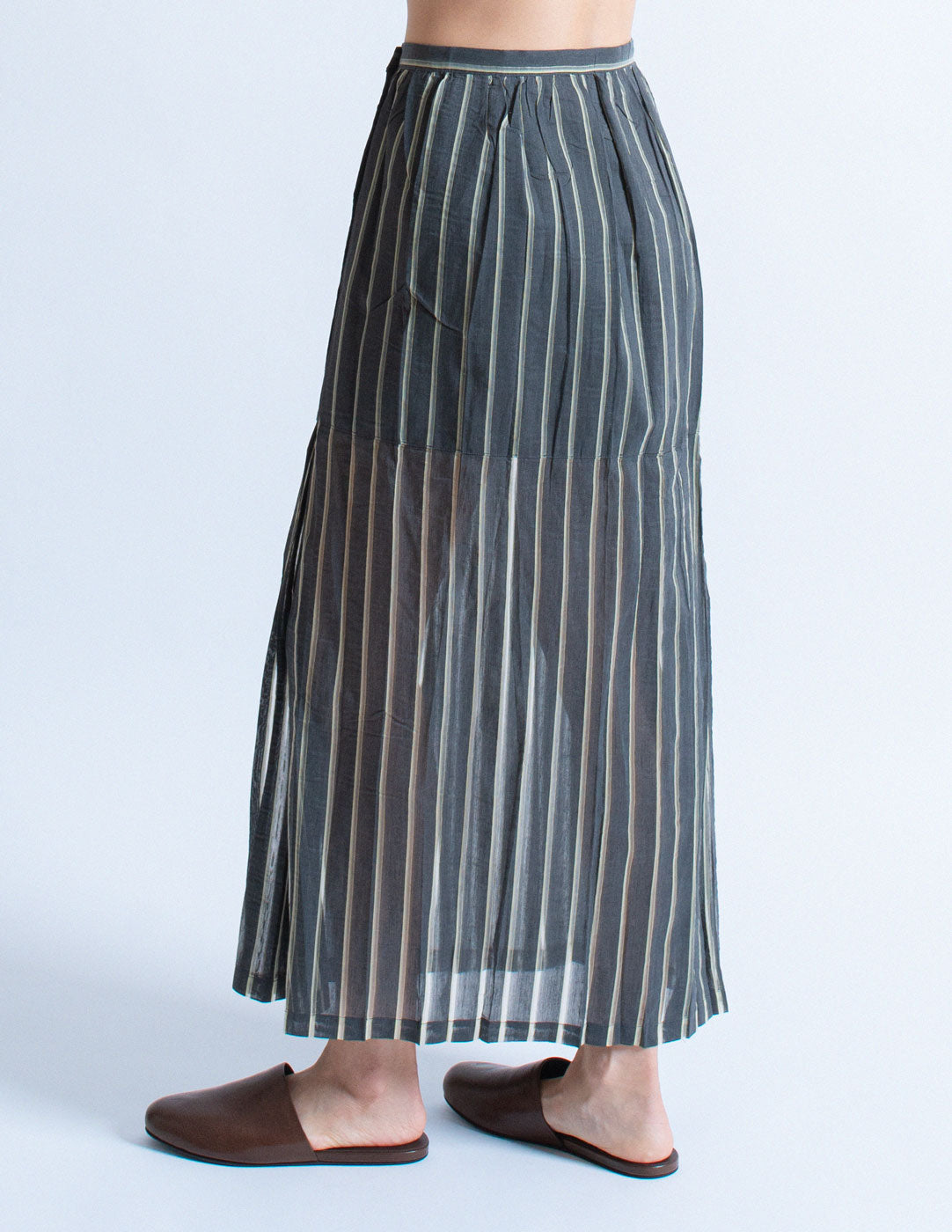 Issey Miyake vintage sheer striped long skirt back detail
