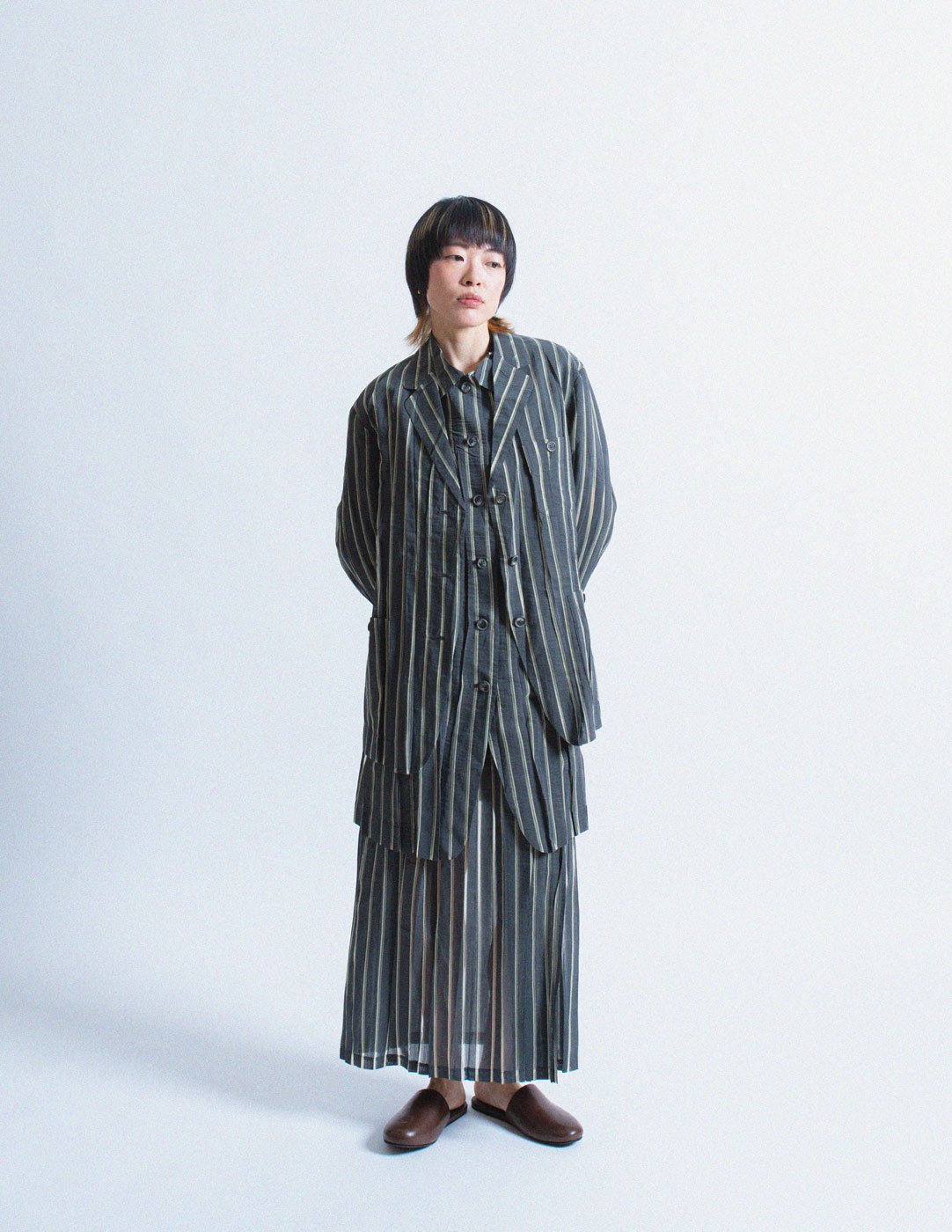 Issey Miyake vintage sheer striped wool blazer