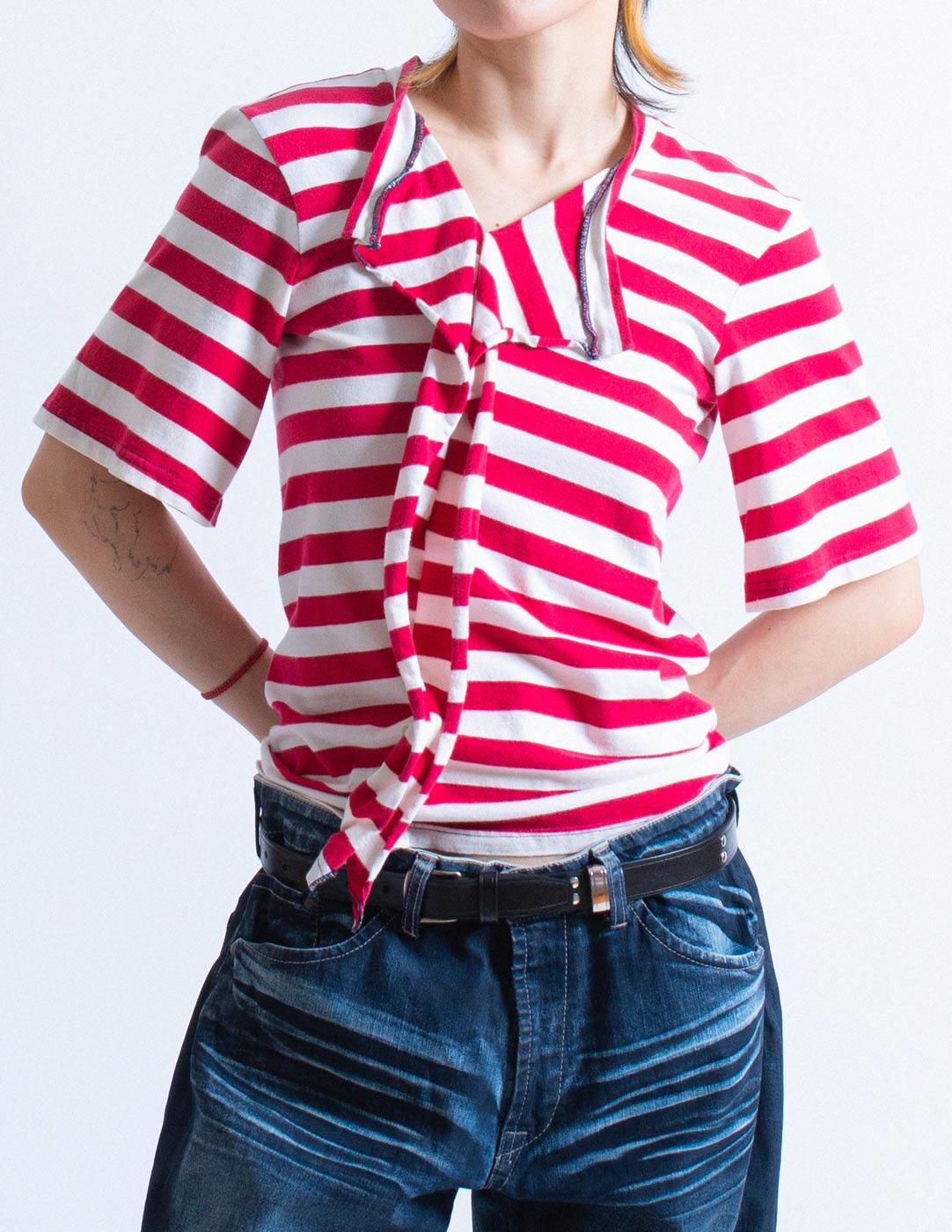 Jean Paul Gaultier vintage striped anchor tee front detail