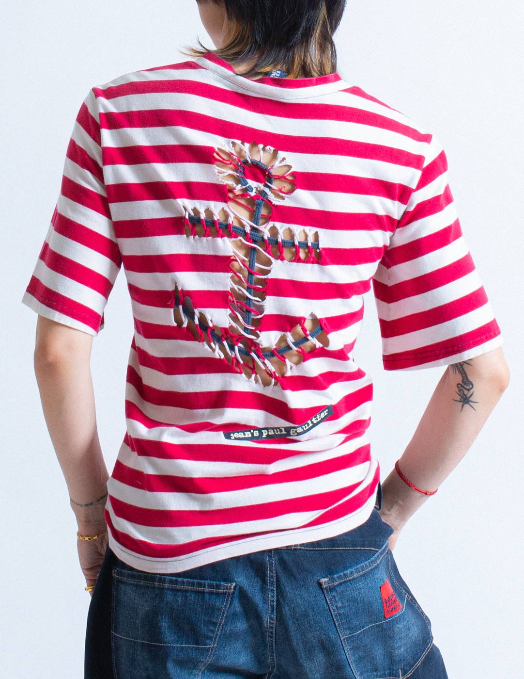 Jean Paul Gaultier vintage striped anchor tee back detail
