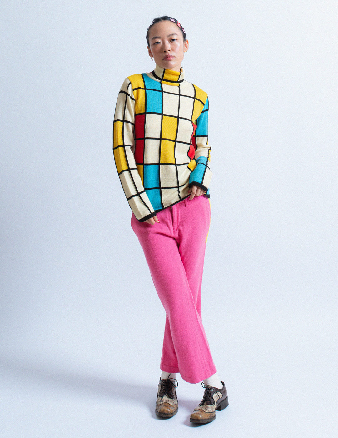 Junya Watanabe vintage Mondrian turtleneck sweater