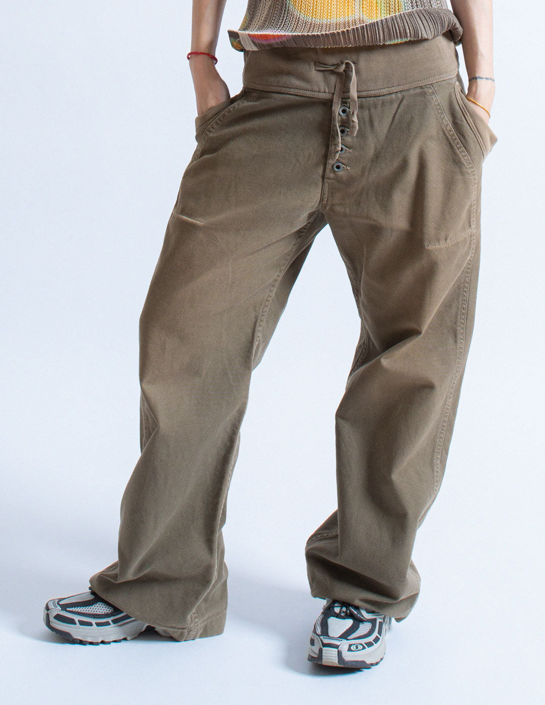 Kapital wide-legged cotton pants front detail