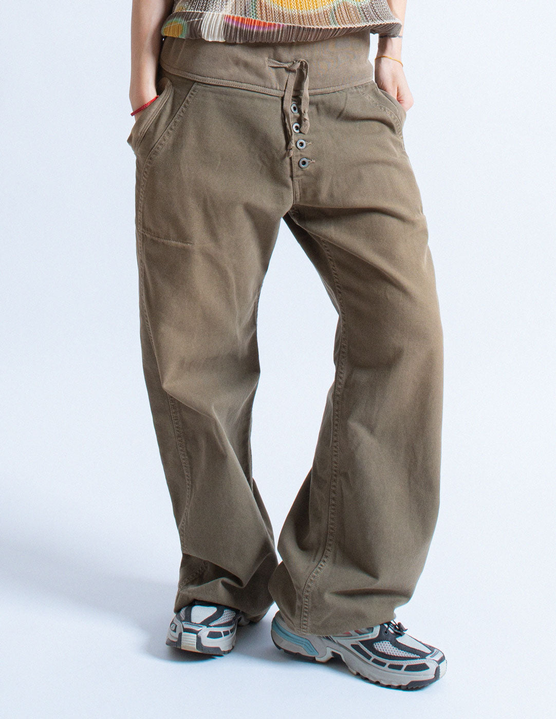 Kapital wide-legged cotton pants front detail
