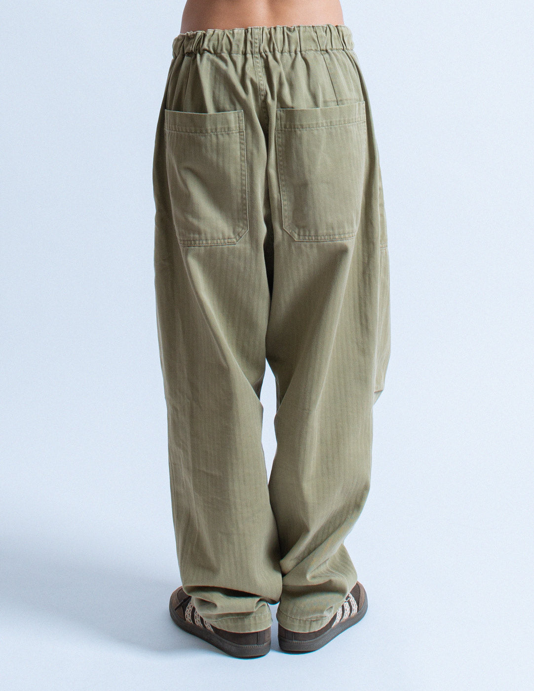 Kapital military green cargo pants back detail