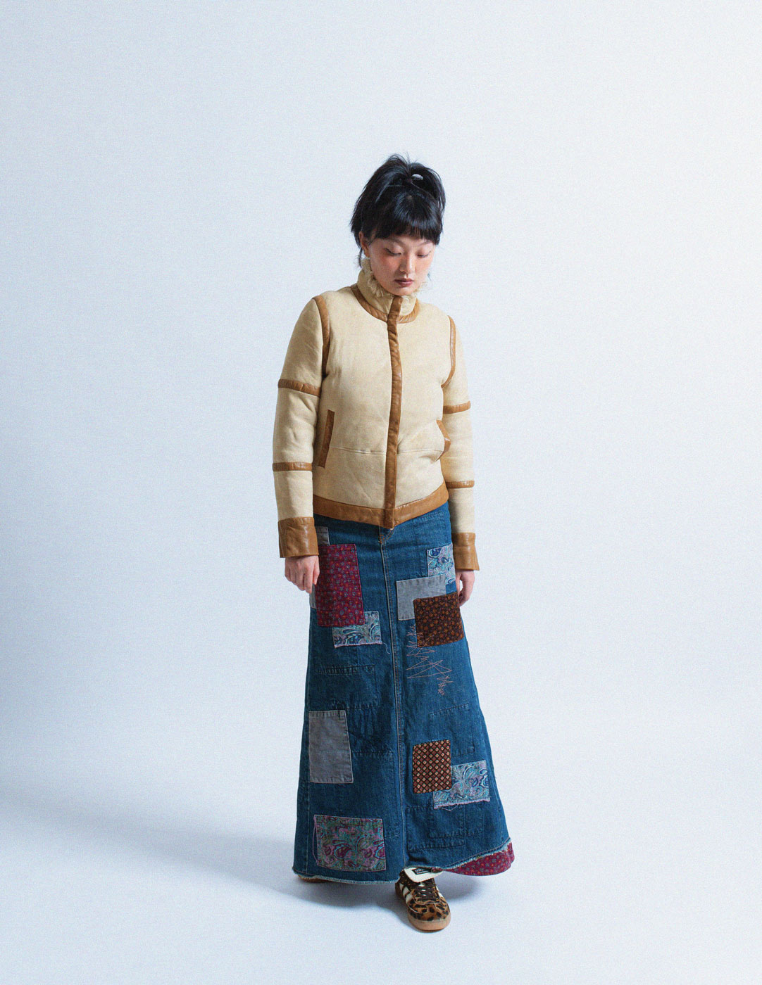 Hysteric Glamour patchwork denim maxi skirt